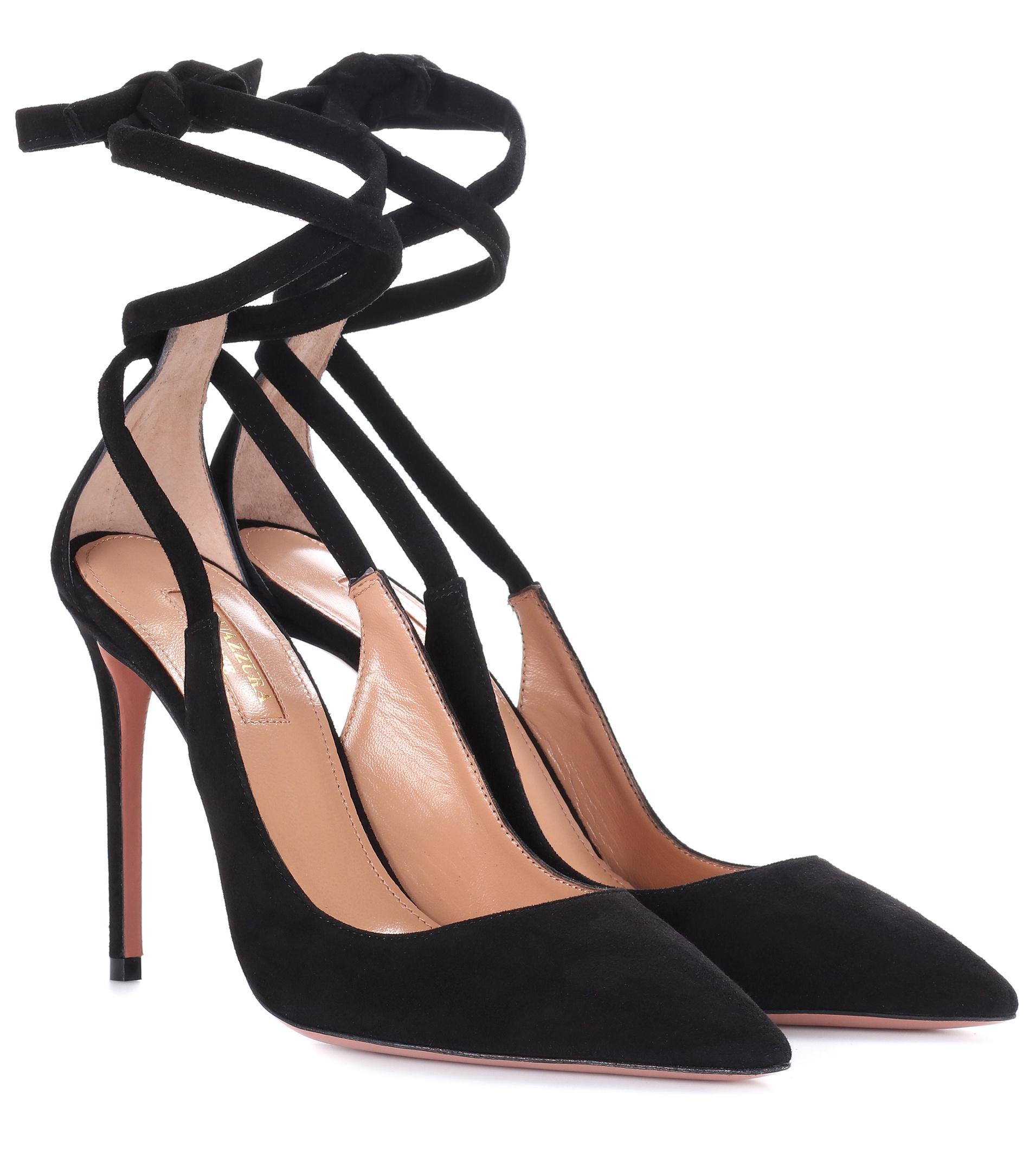 Aquazzura Milano 105 Suede Pumps in Black Lyst