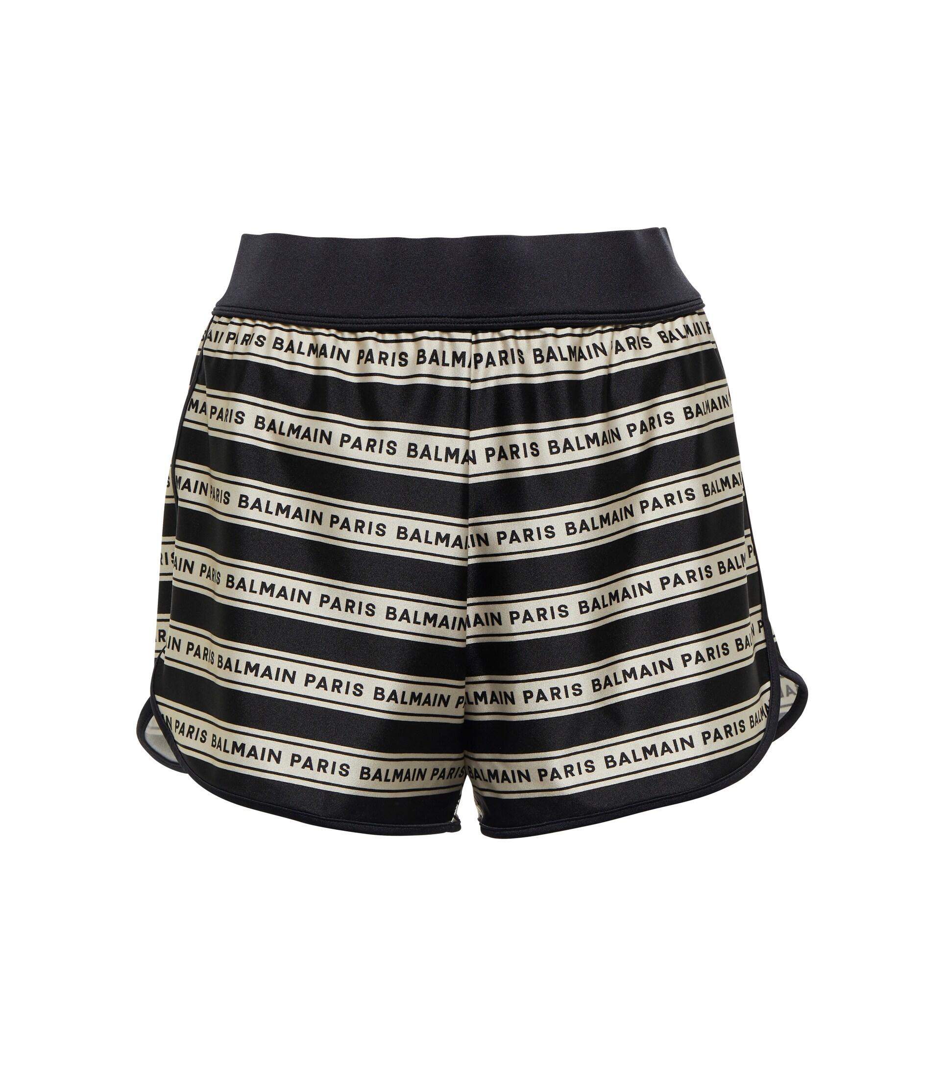 Balmain Synthetic Logo Striped Shorts in Black/Ivory (Black) | Lyst