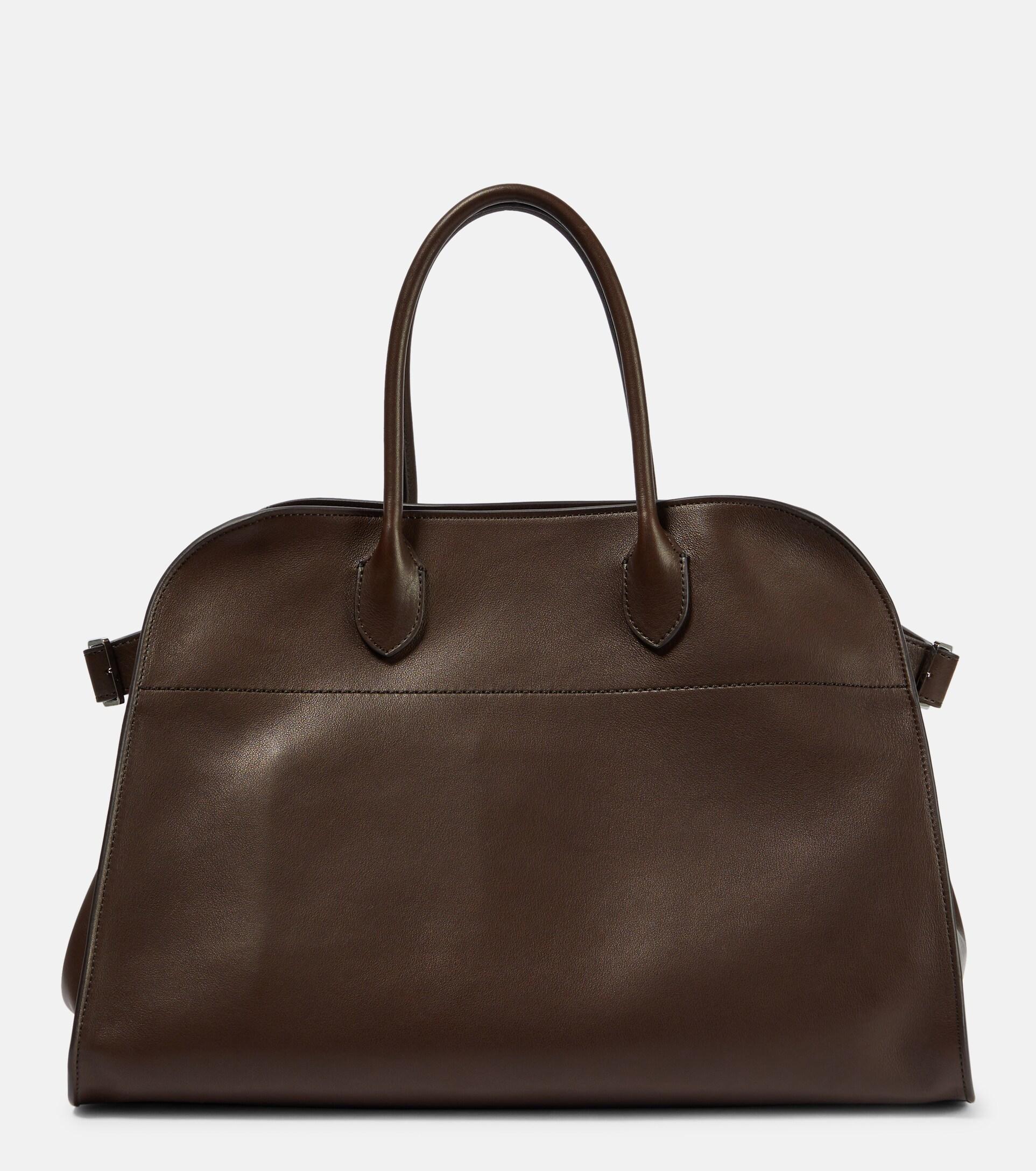The Row Soft Margaux 15 Dark Brown Leather Bag | Lyst