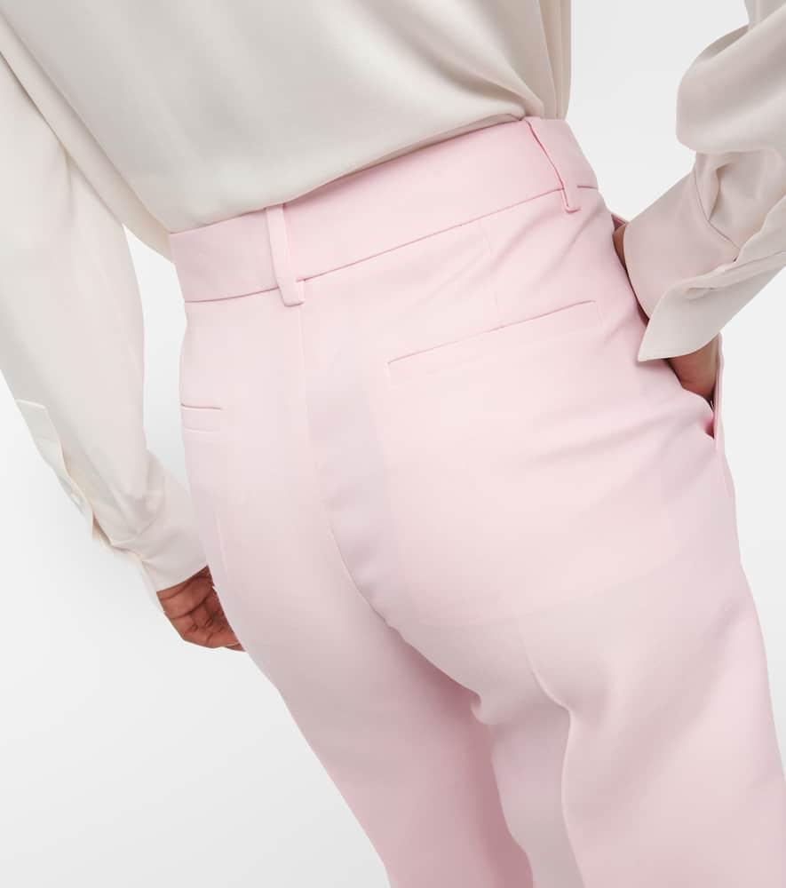 Wool and silk wide-leg pants in pink - Valentino