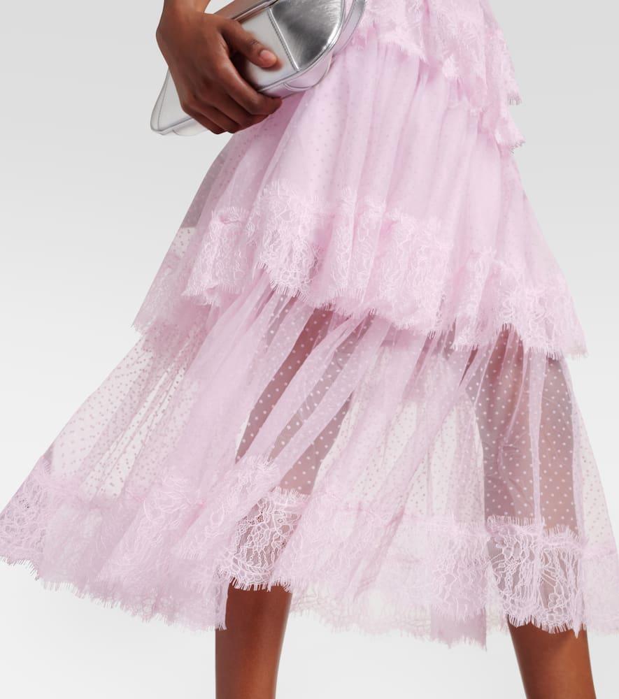 self portrait floral embroidered mesh midi dress Pink Embroidered Midi Dress – self-portrait-US main image 1