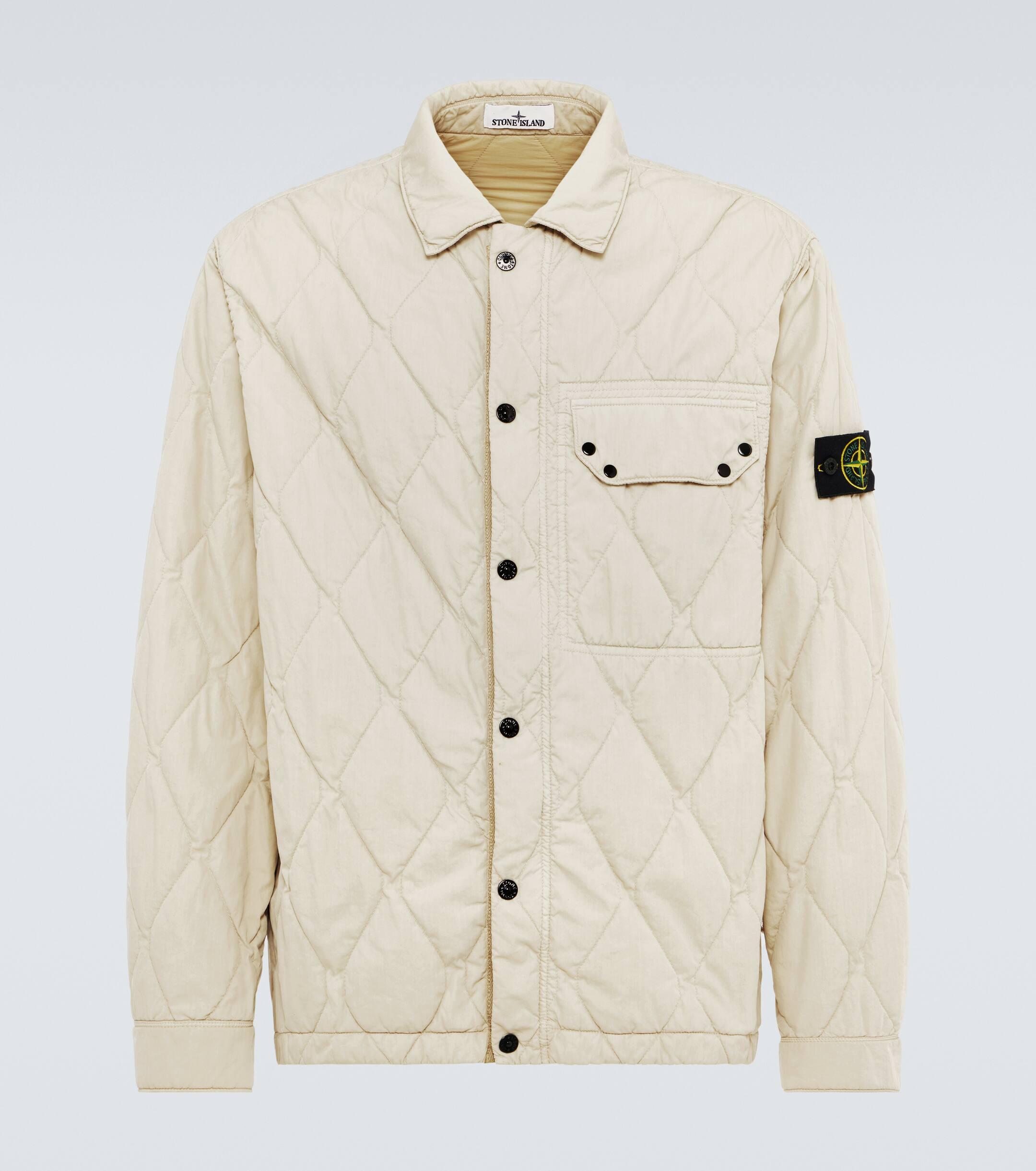 Stone Island Compass Quilted Cotton Blend Jacket in Natural for Men Lyst UK