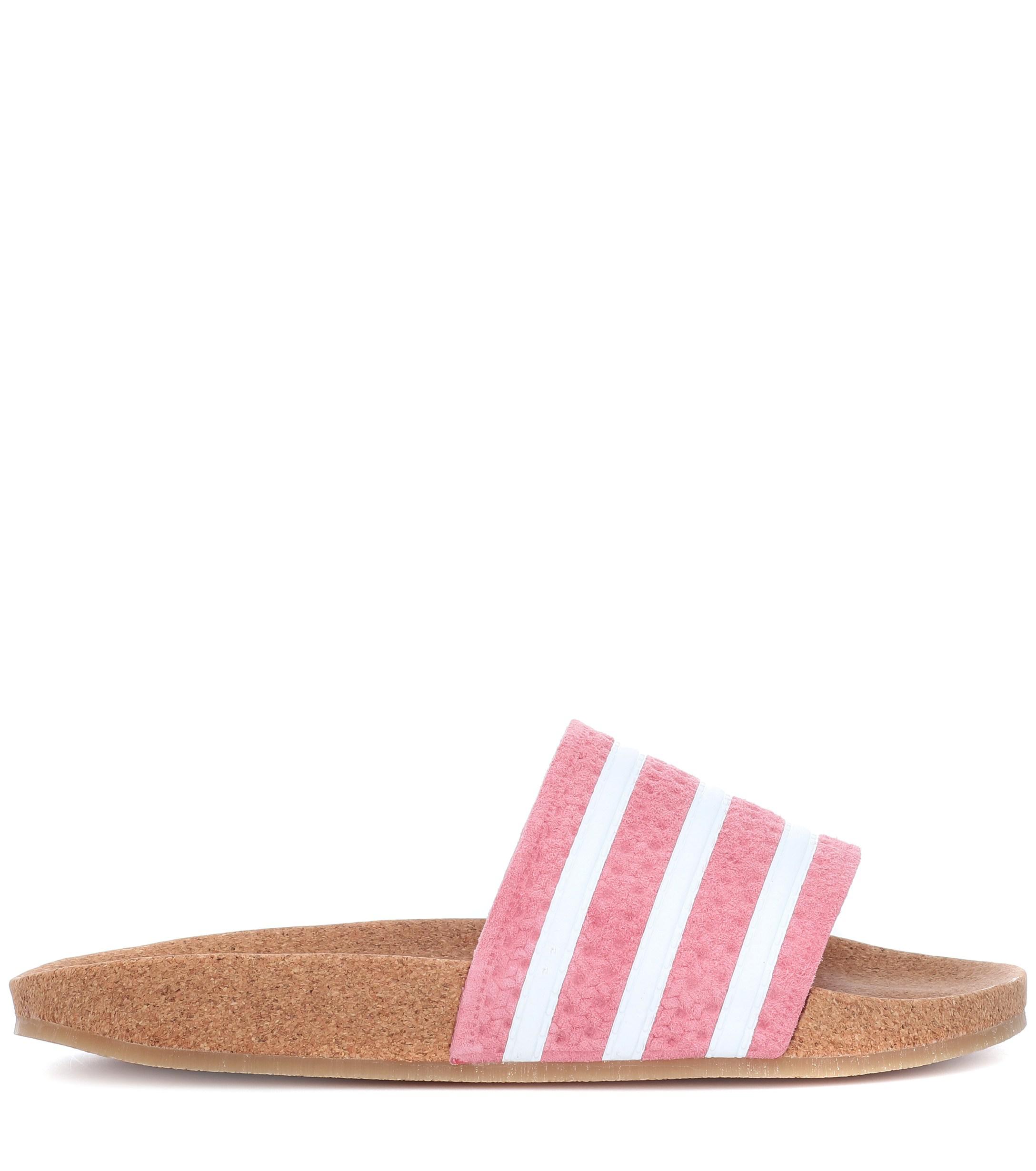 Adidas originals cork adilette slider sandals in pink Clearance