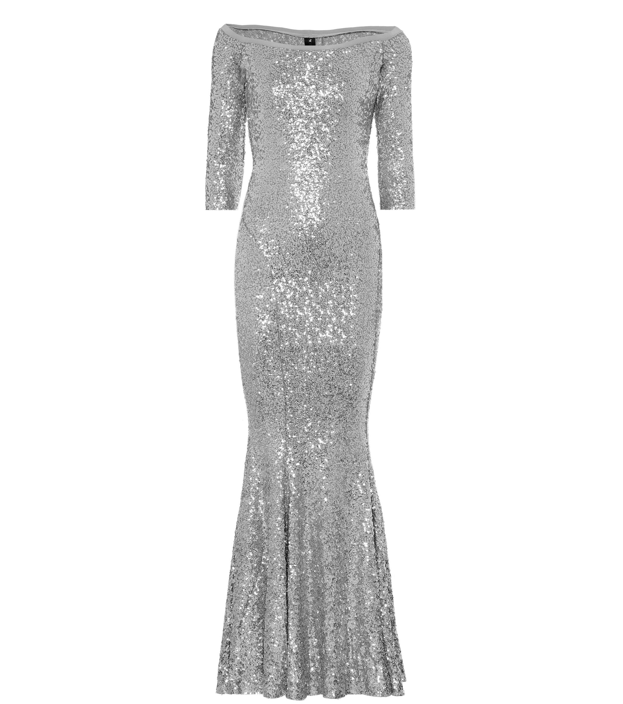 sequin gown silver