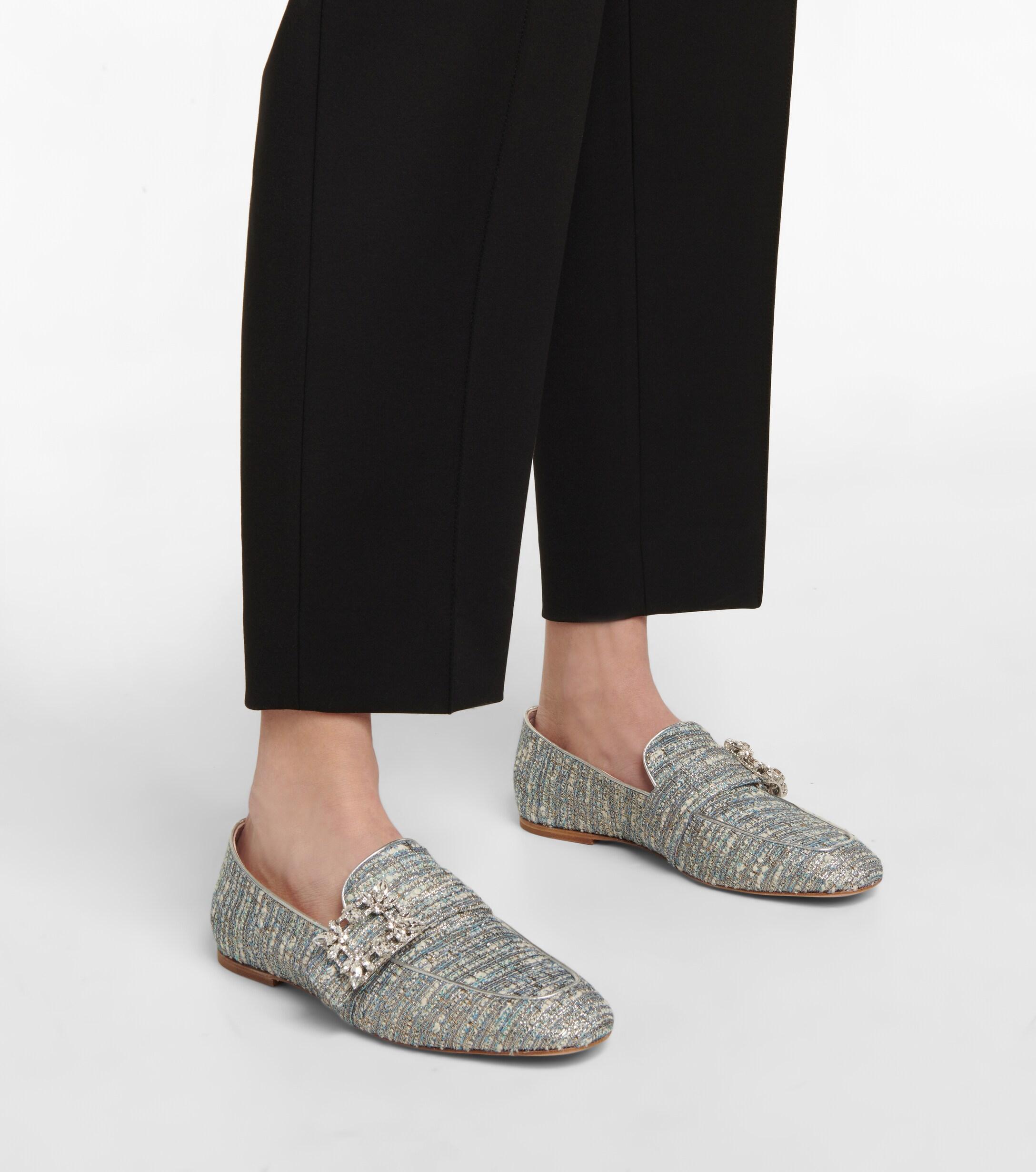 Mini Broche Vivier Tweed Loafers