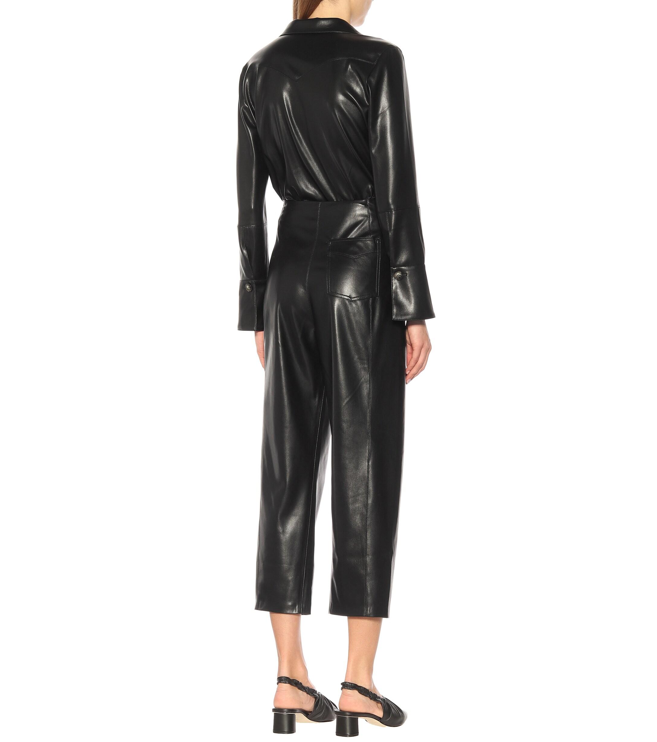 Nanushka Ana Faux Leather Jumpsuit in Black - Lyst
