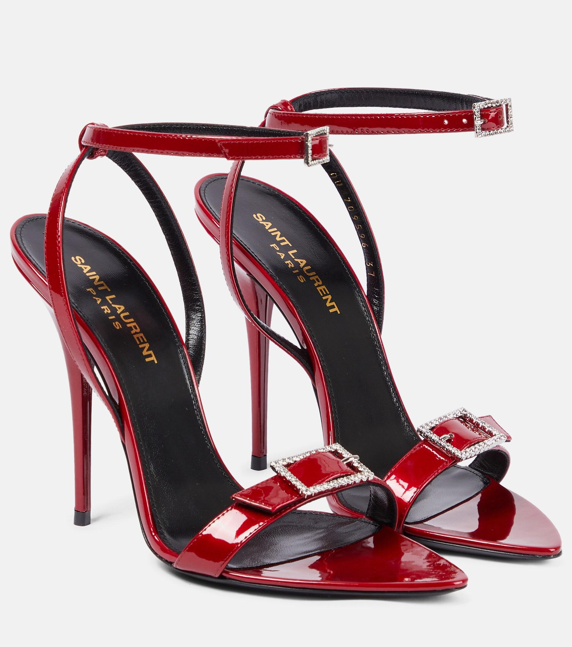 Saint Laurent Claude 110 Patent Leather Sandals in Red | Lyst