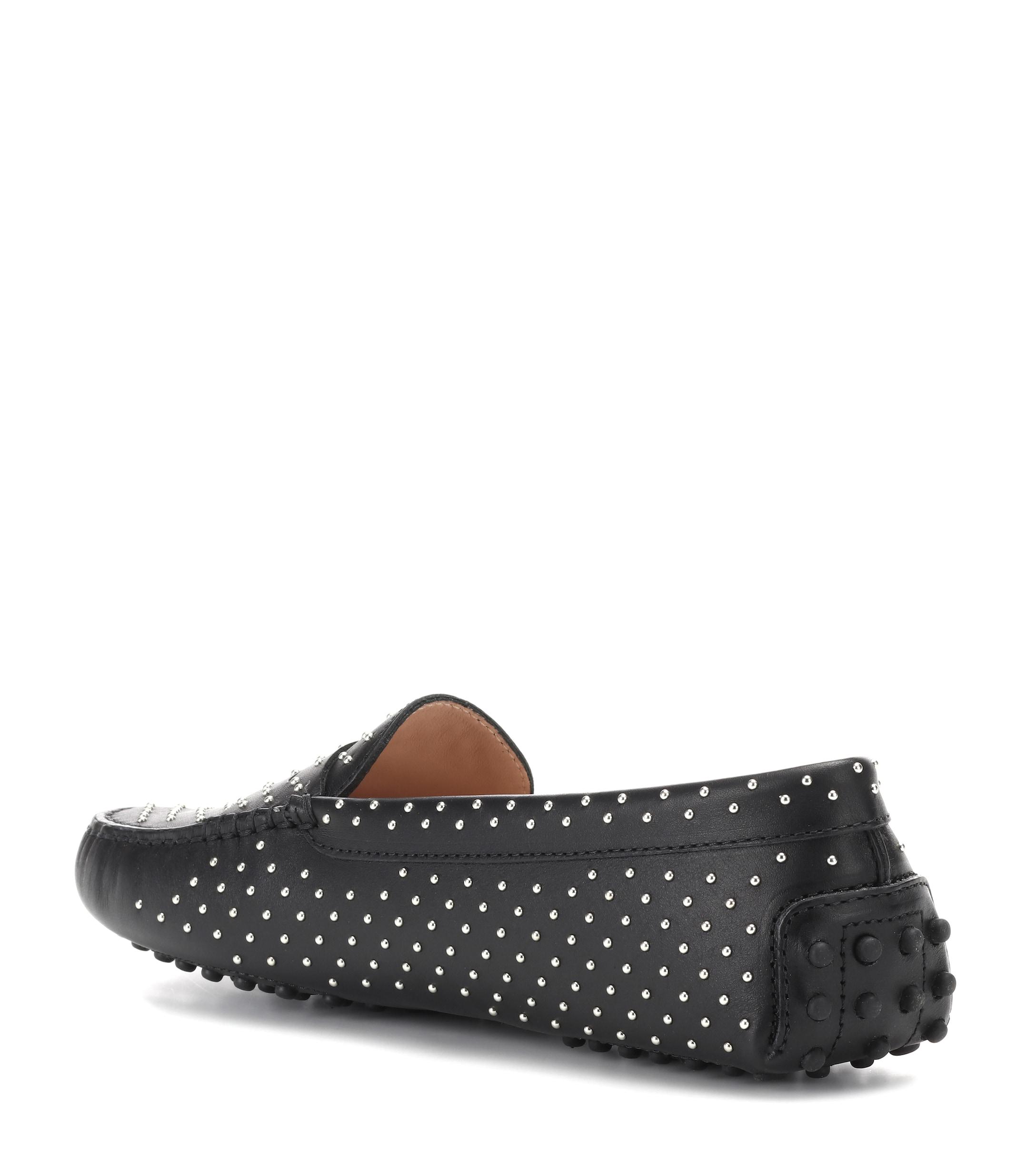 Tod's Gommino Studded Leather Loafers in Black | Lyst