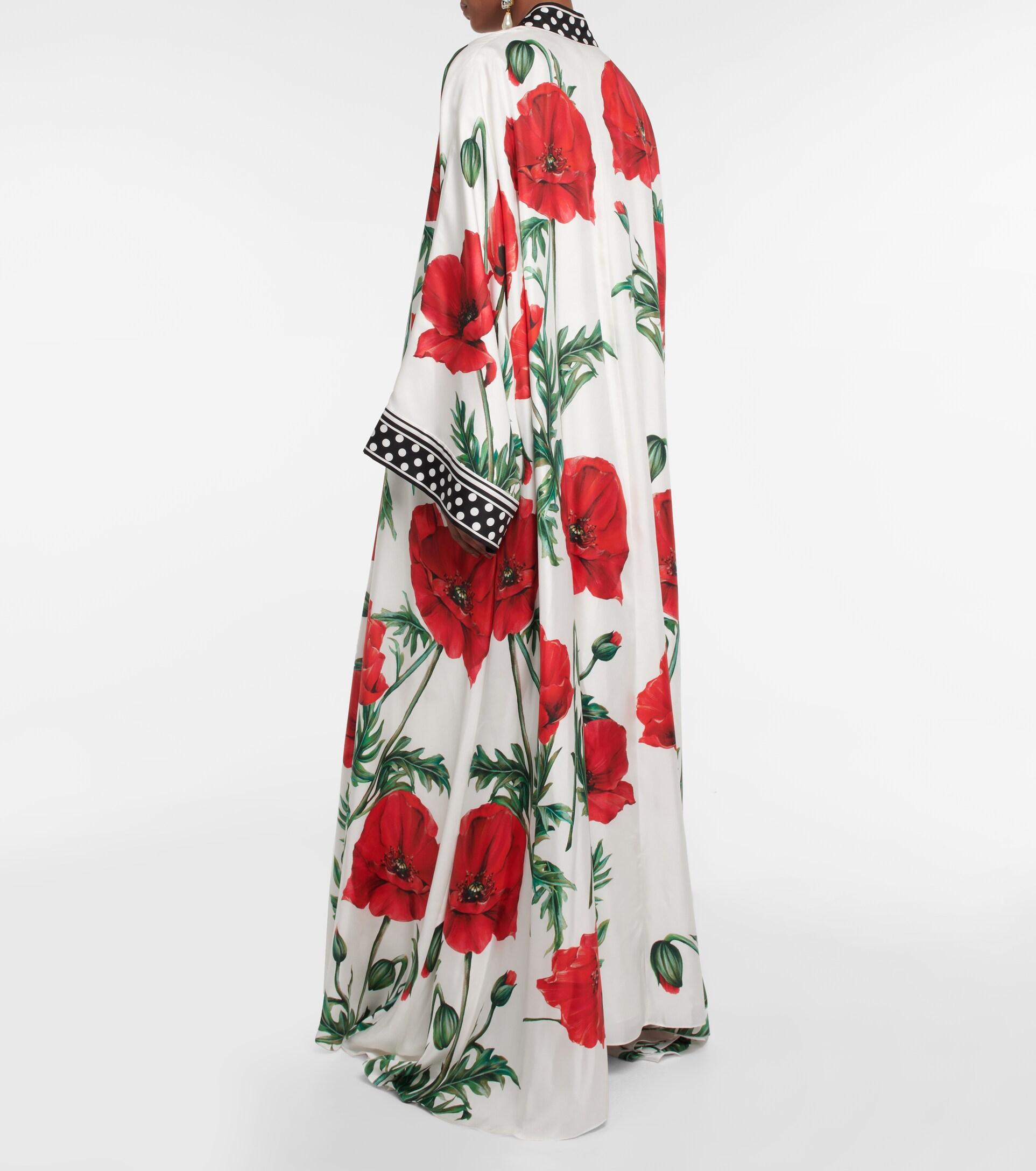 Dolce & Gabbana Printed Silk Kimono in Red | Lyst