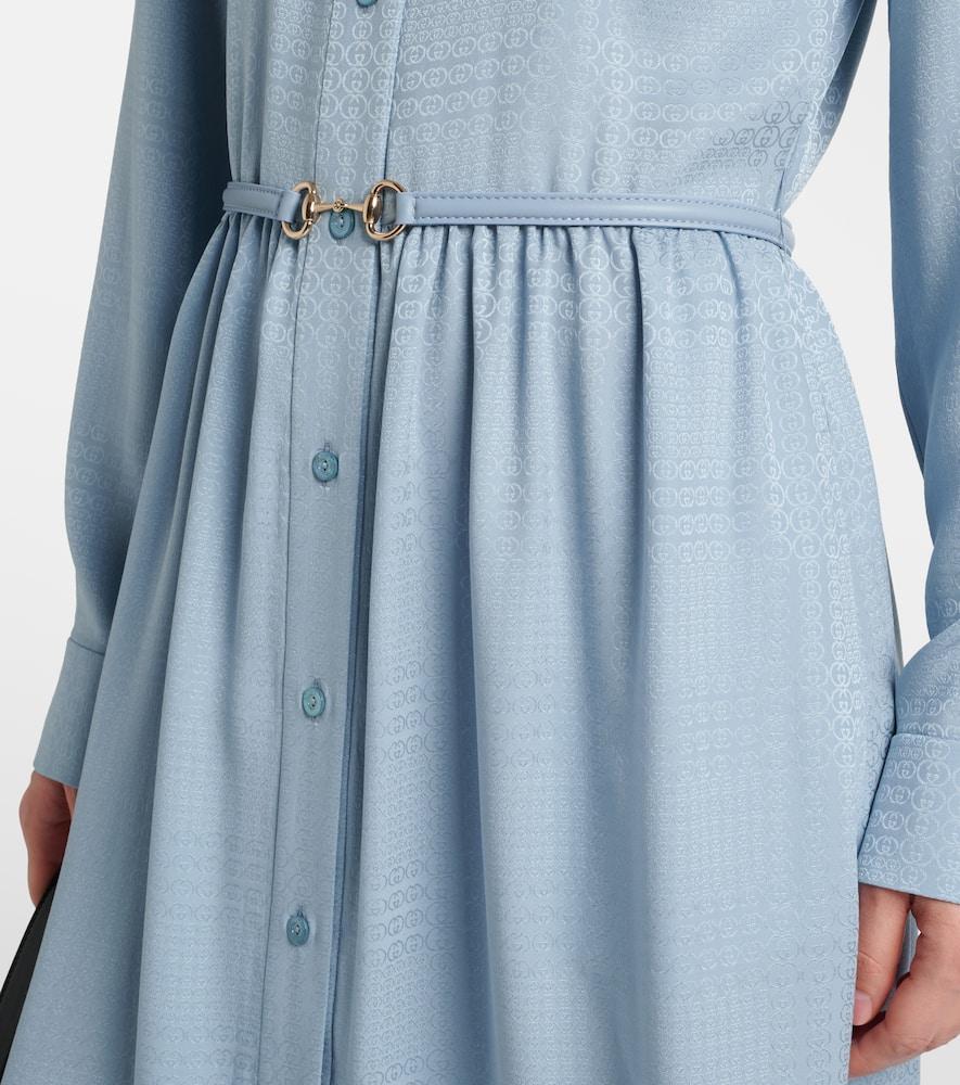 Gucci Interlocking G Belted Silk Shirt Dress in Blue | Lyst