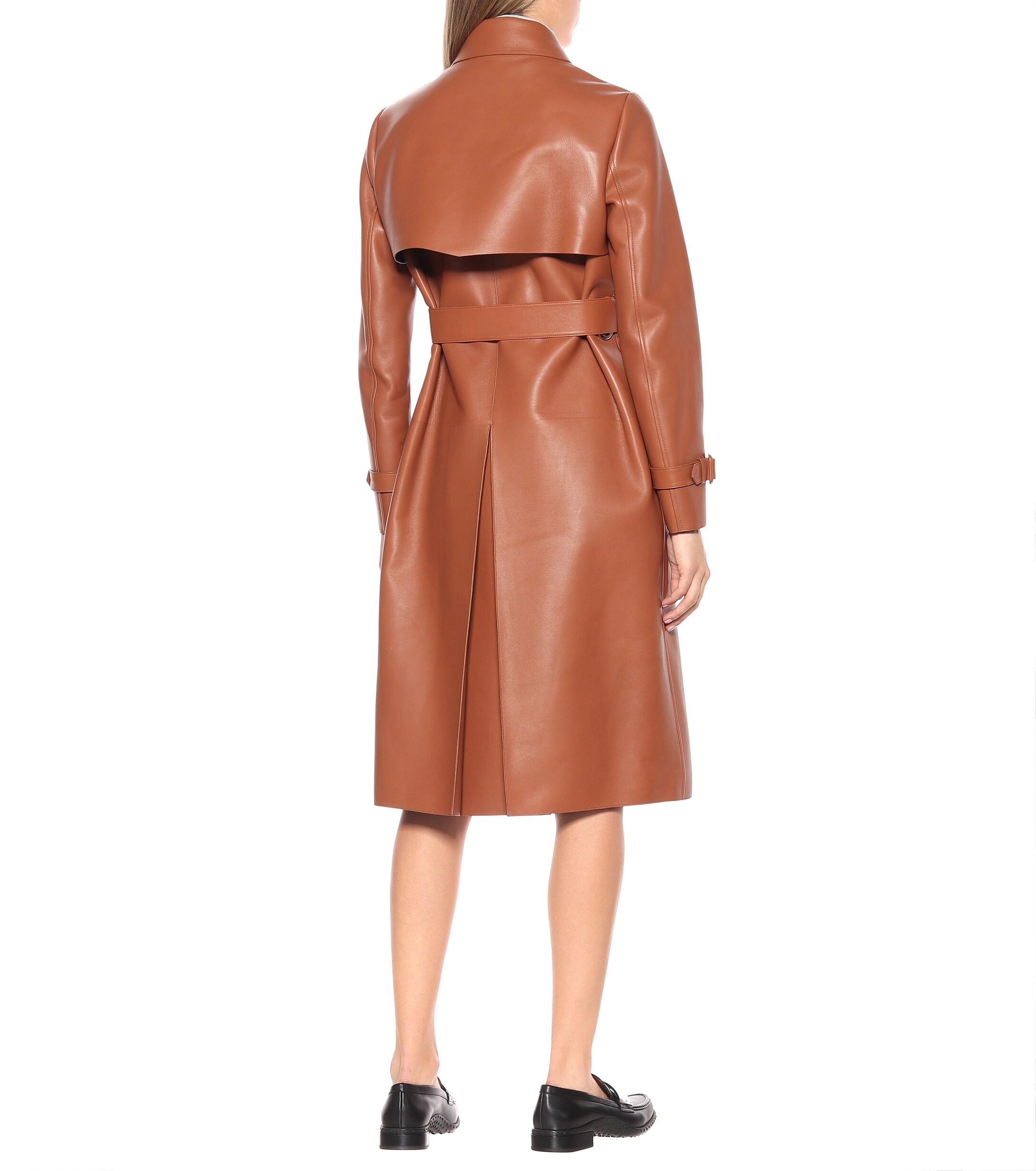 Tod's Leather Trench Coat in Red - Lyst