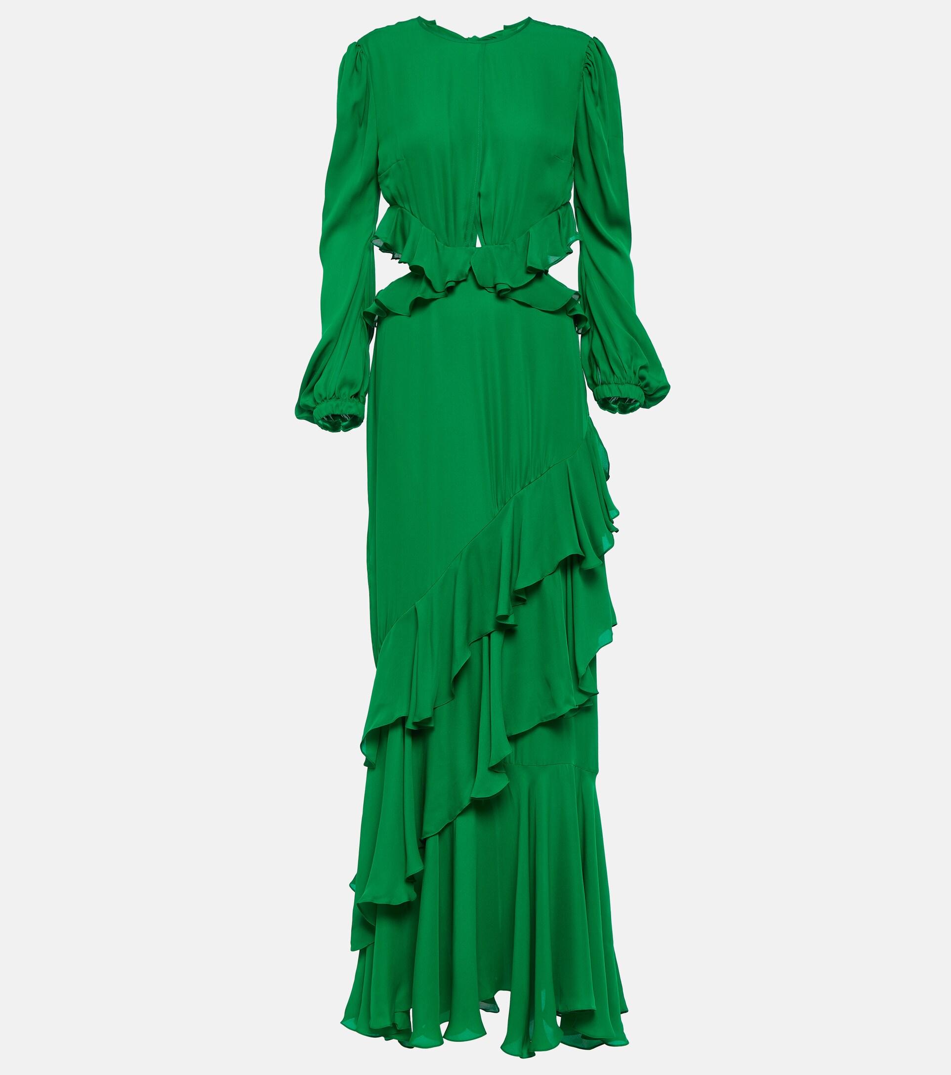 Johanna Ortiz Cutout Silk Maxi Dress in Green | Lyst