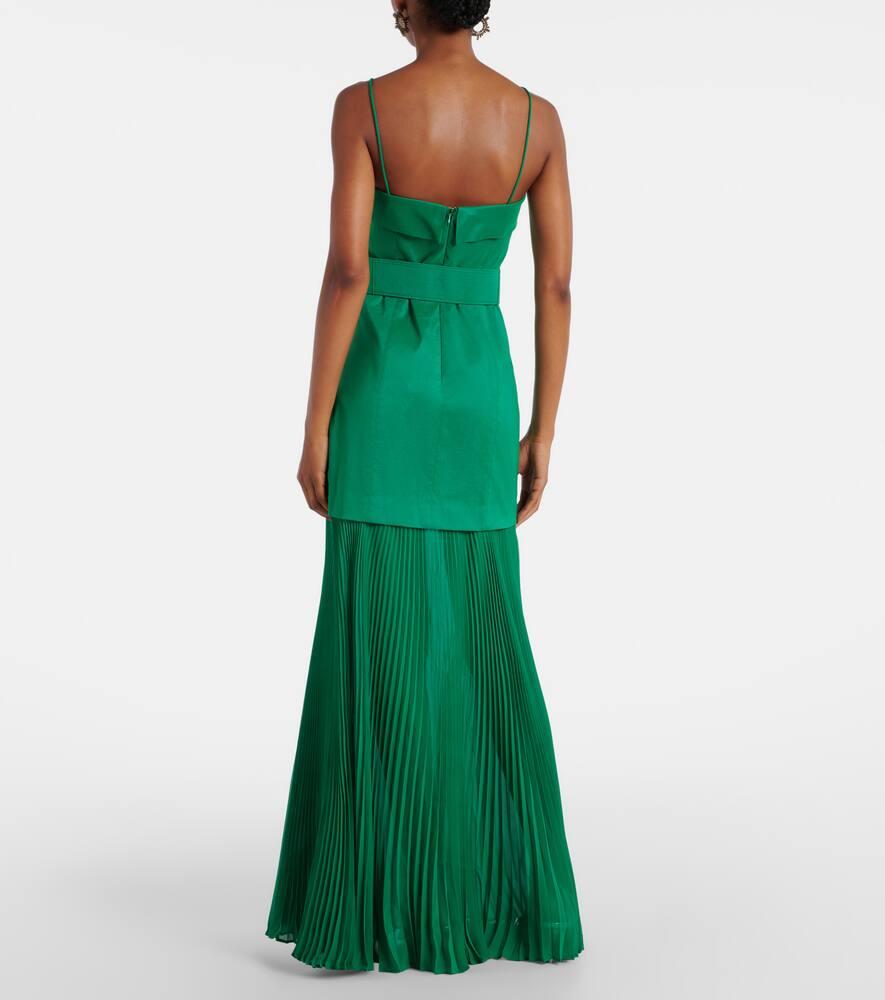 Rebecca Vallance Bailey Belted Pleated Maxi Dress in Green | Lyst