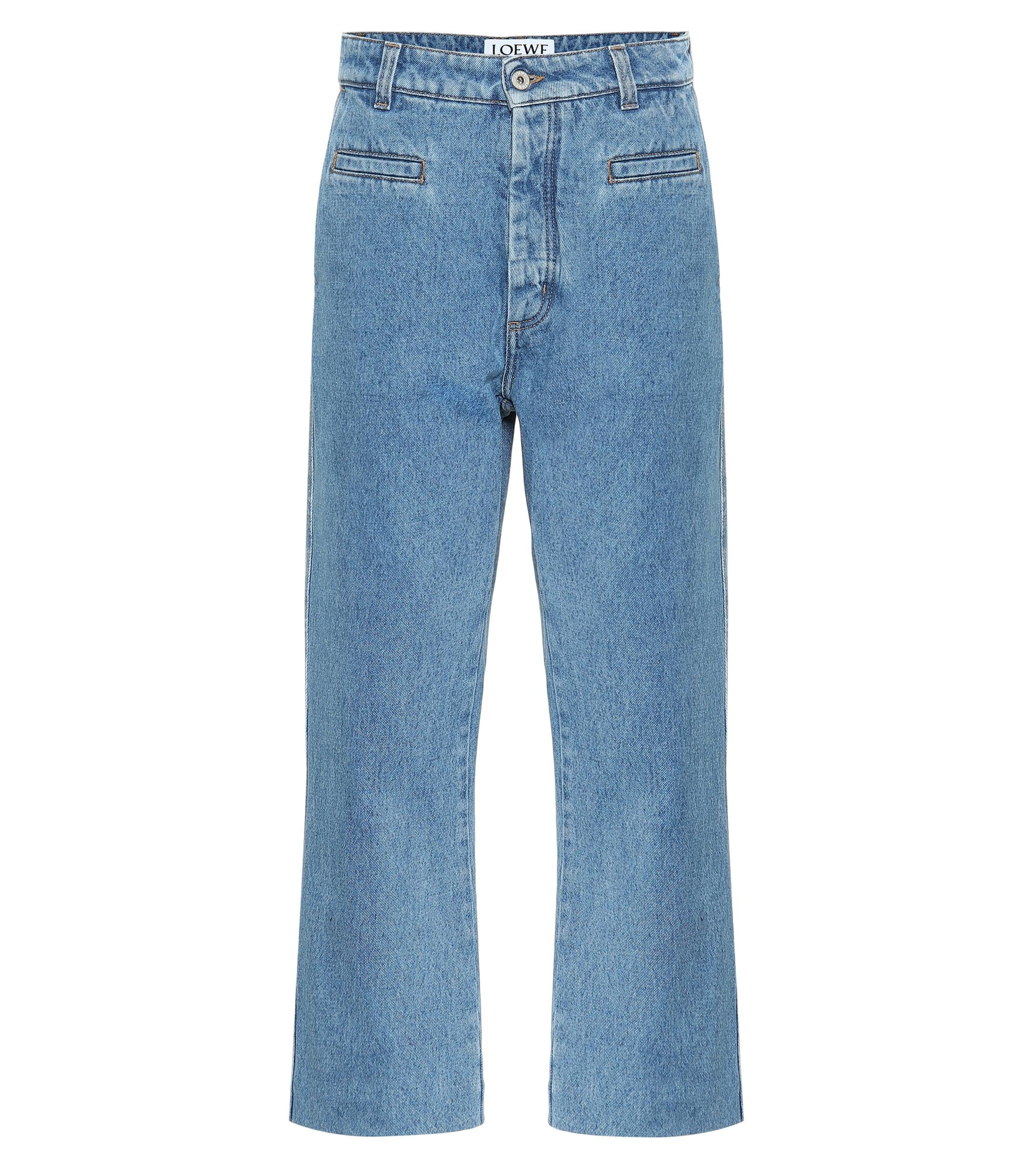 Loewe Denim Cropped High-rise Wide-leg Jeans in Blue - Lyst