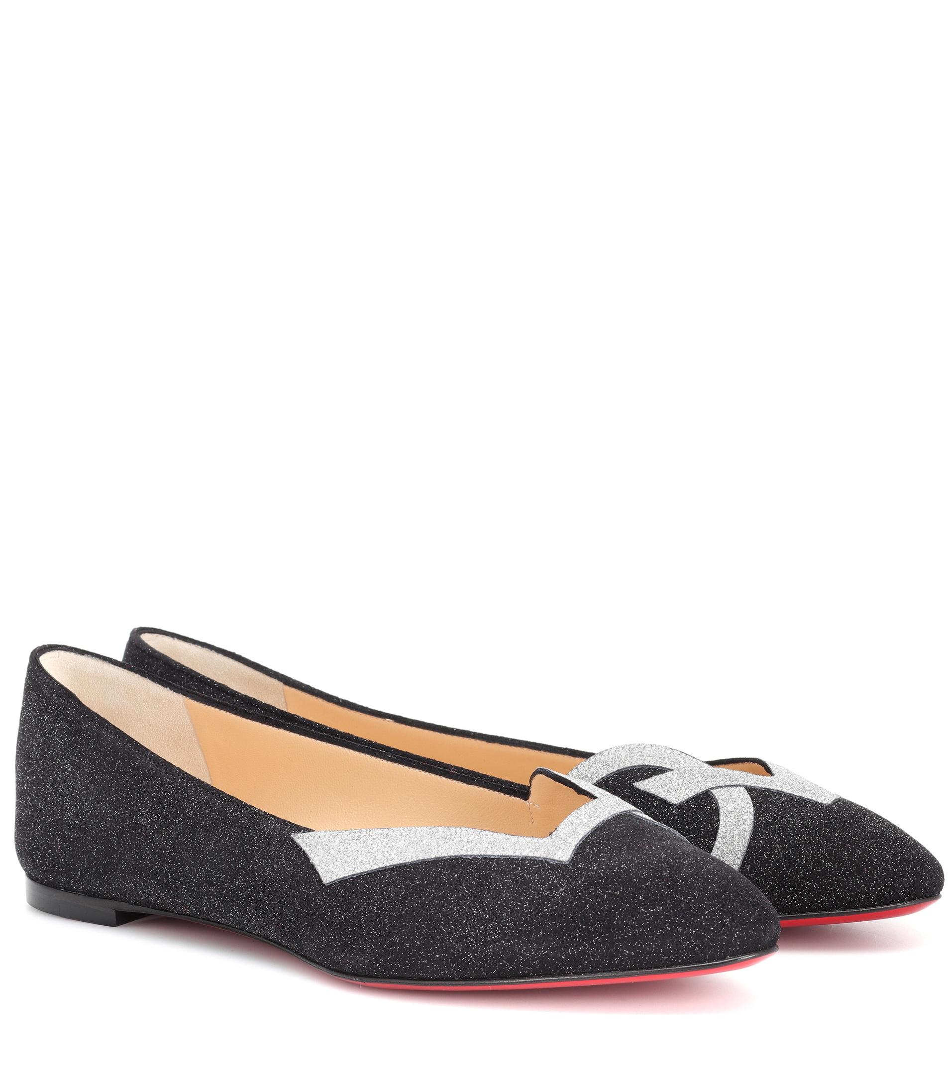 Christian Louboutin Love 2018 Suede Ballet Flats in Black - Lyst