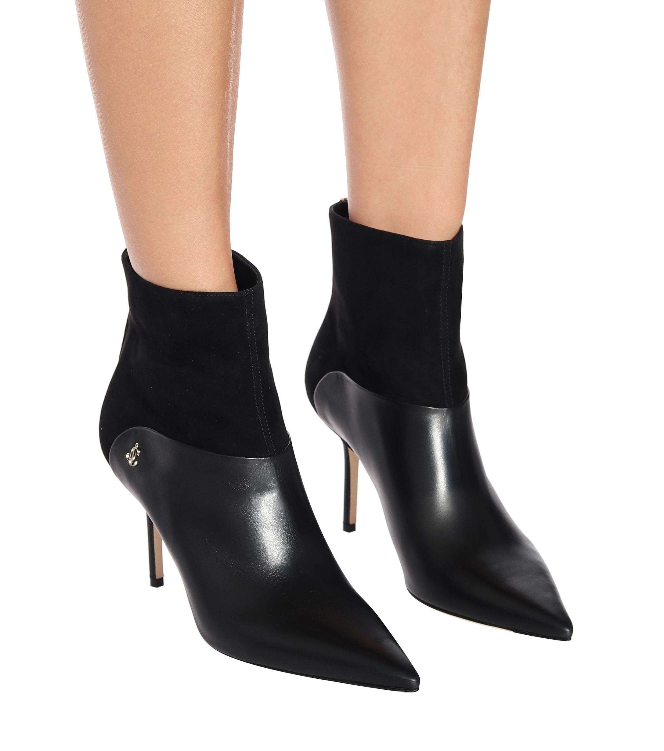 Jimmy Choo Suede Beyla 85 Leather Ankle Boots in Black - Lyst