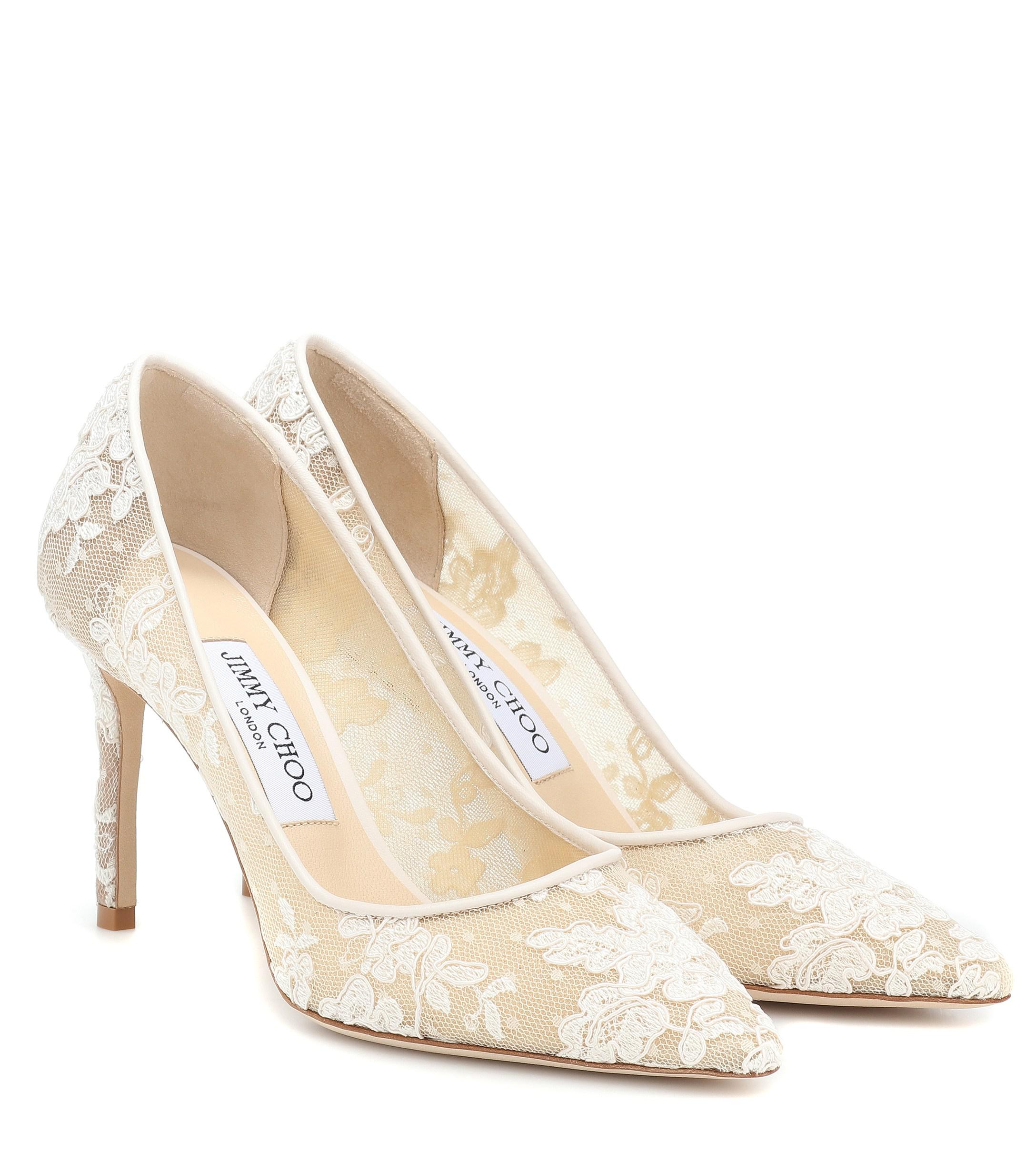 Jimmy Choo Romy 85 Lace Pumps in Ivory (White) - Lyst