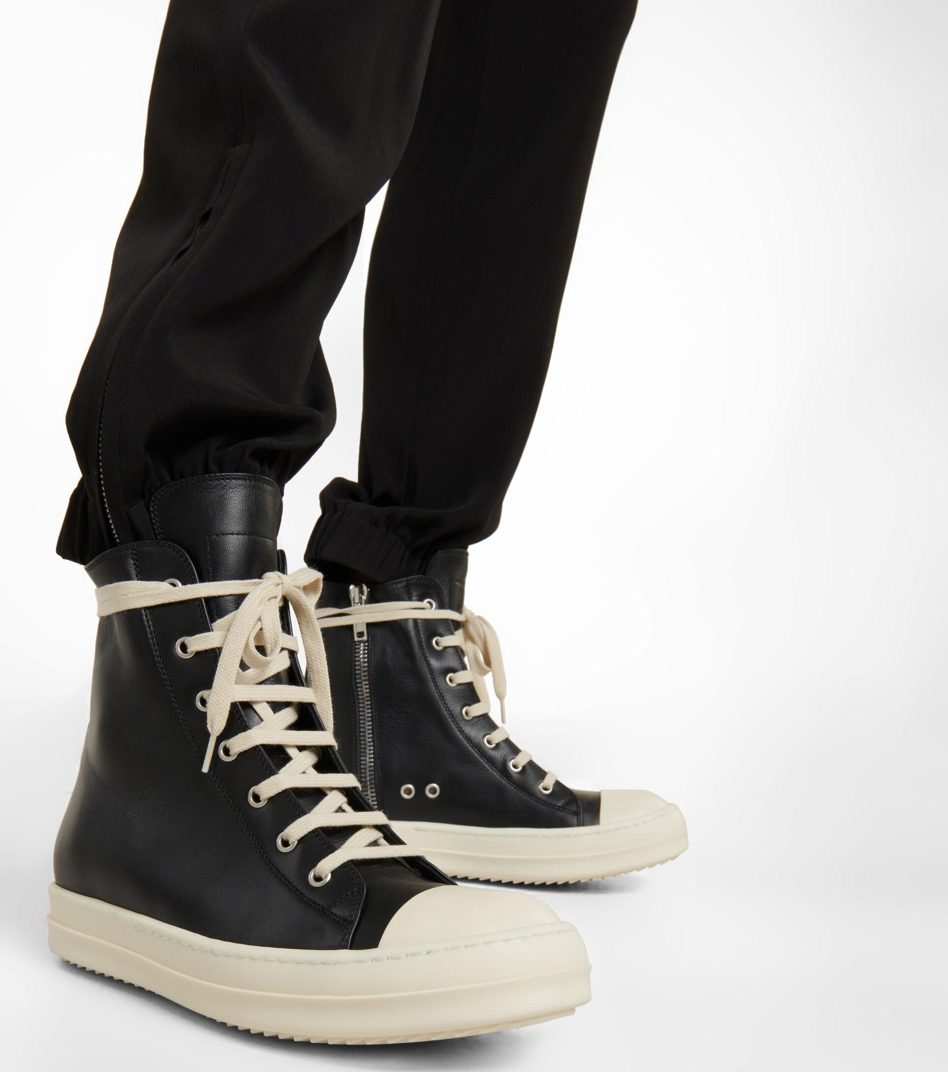 Rick Owens Leather Sneakers in Black | Lyst