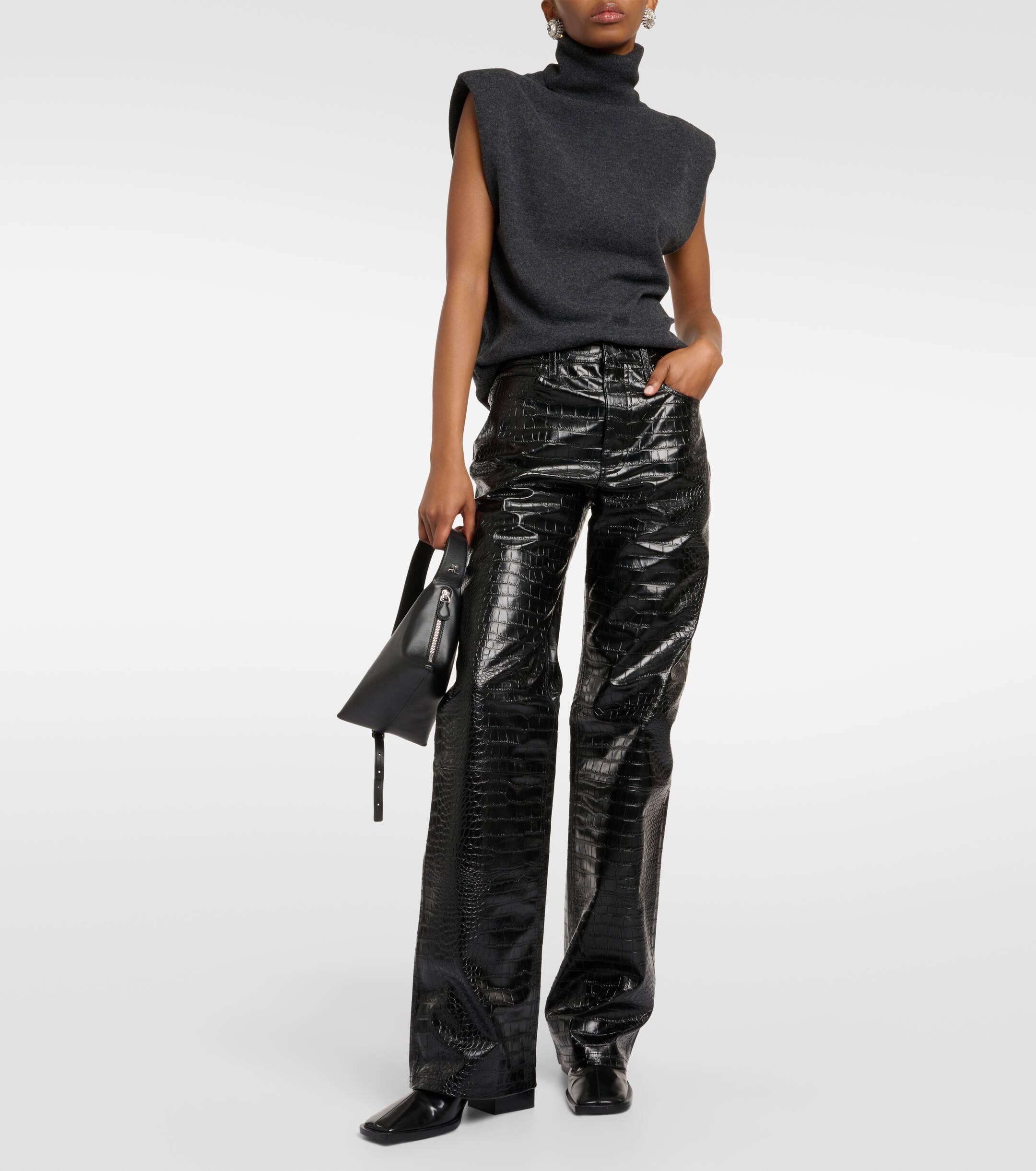 Frankie Shop Bonnie Croc-Effect Faux Leather Pants in Black Lyst UK
