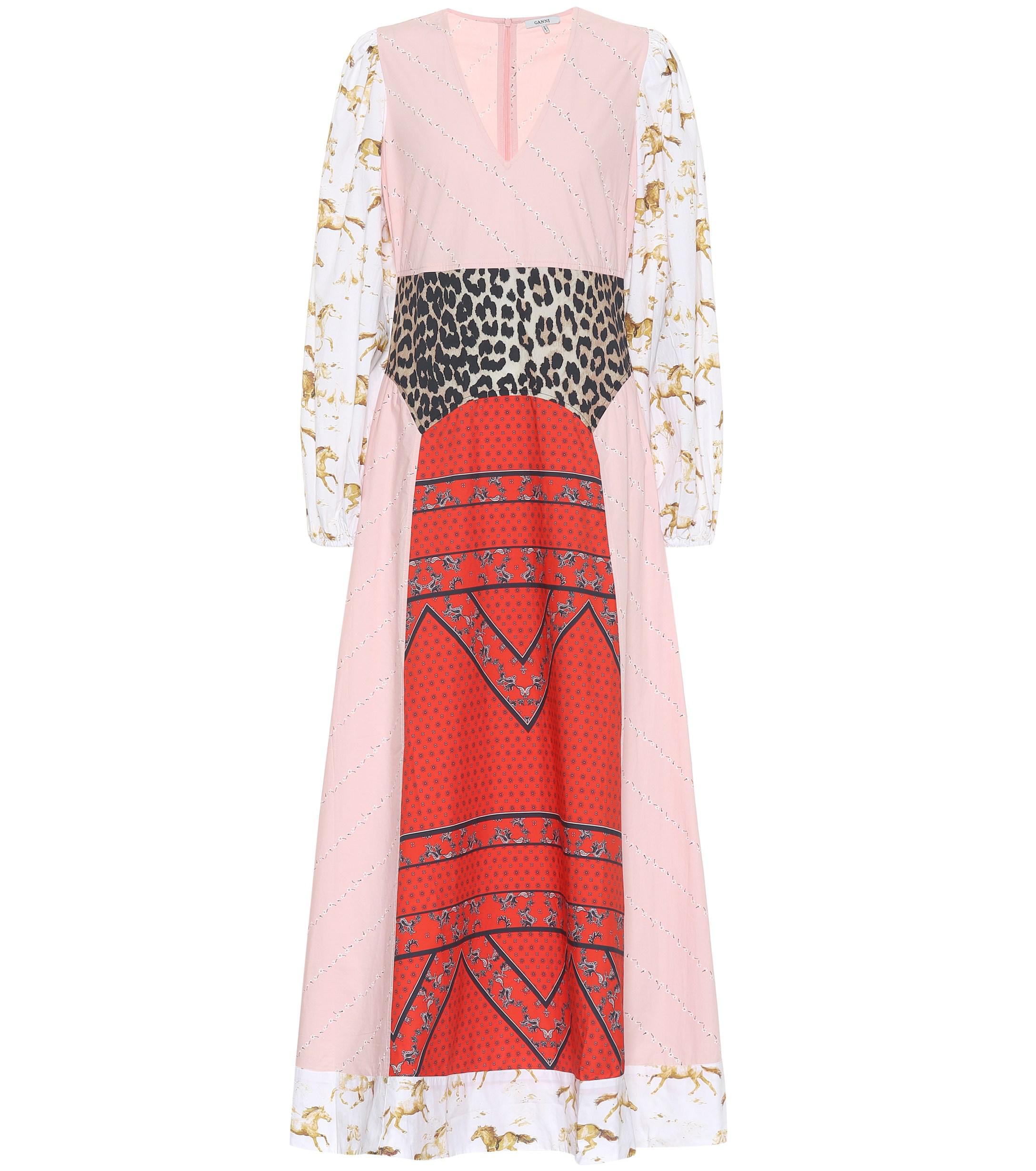 Ganni Sweeny Patchwork Cotton Dress in 