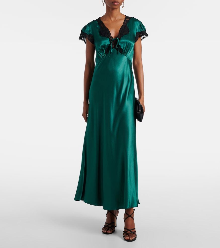 RIXO London Amari Satin Midi Dress in Green | Lyst