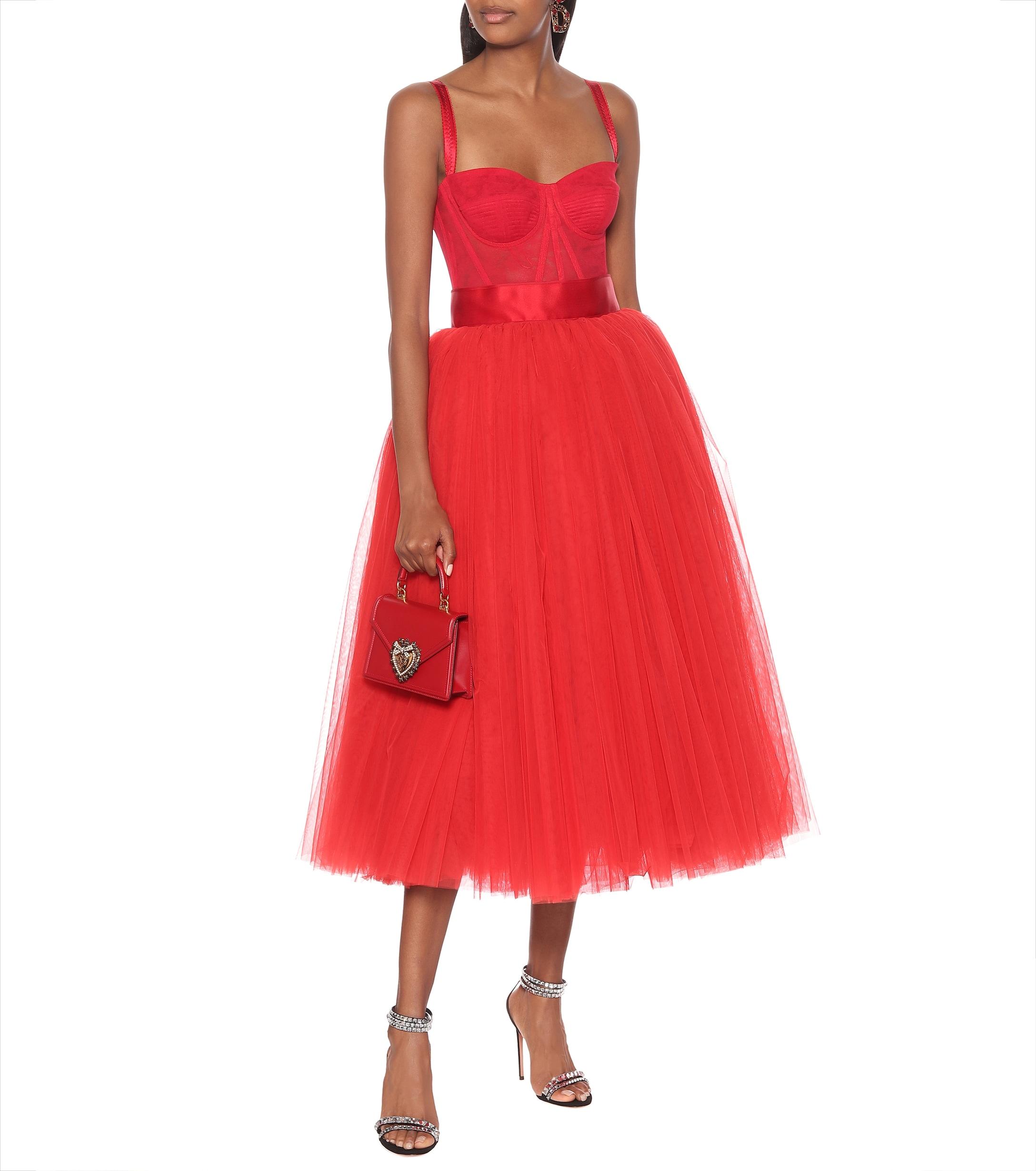 dolce and gabbana red tulle dress