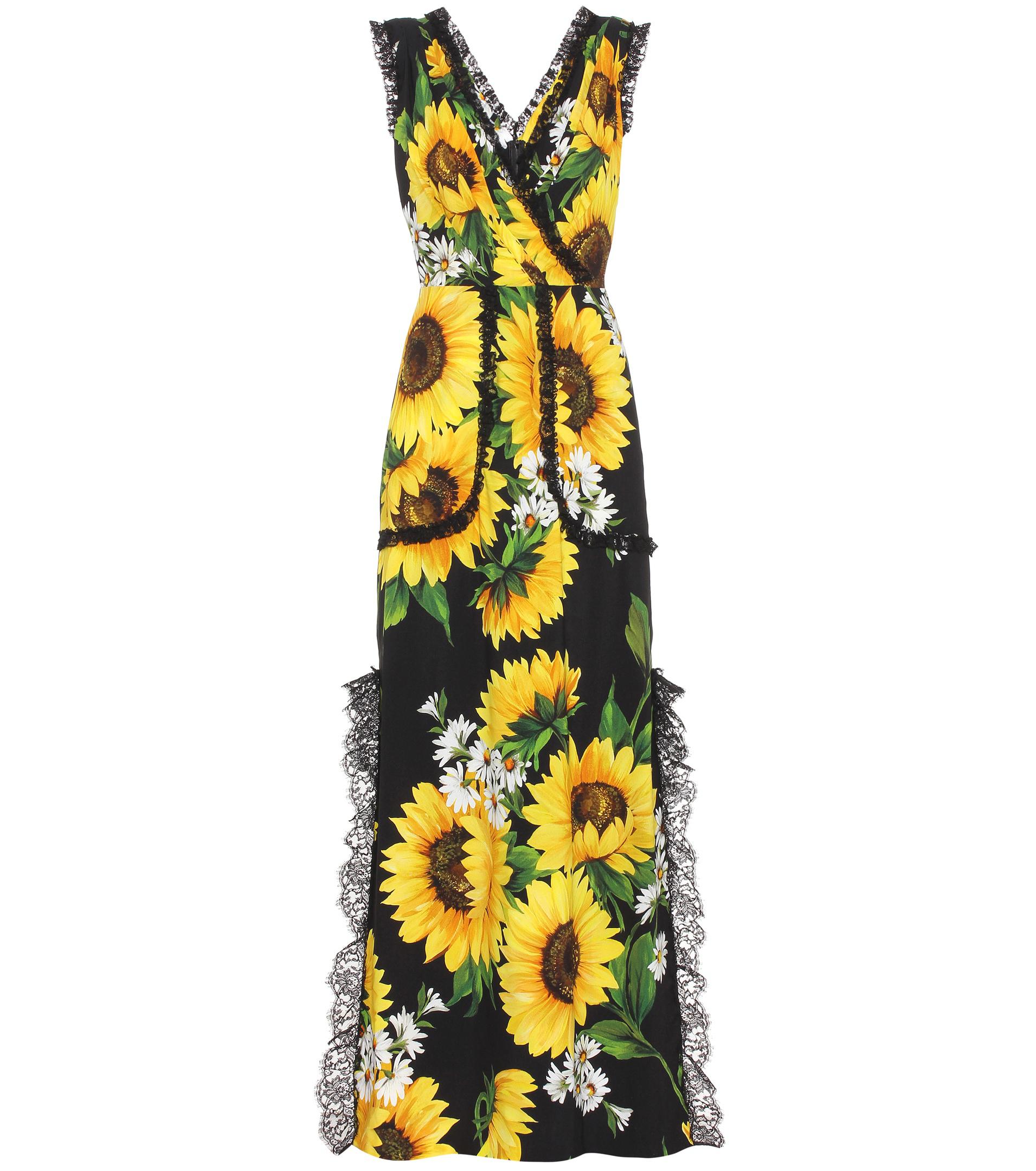 Lyst Dolce & Gabbana Sleeveless Floralprinted Dress in Yellow