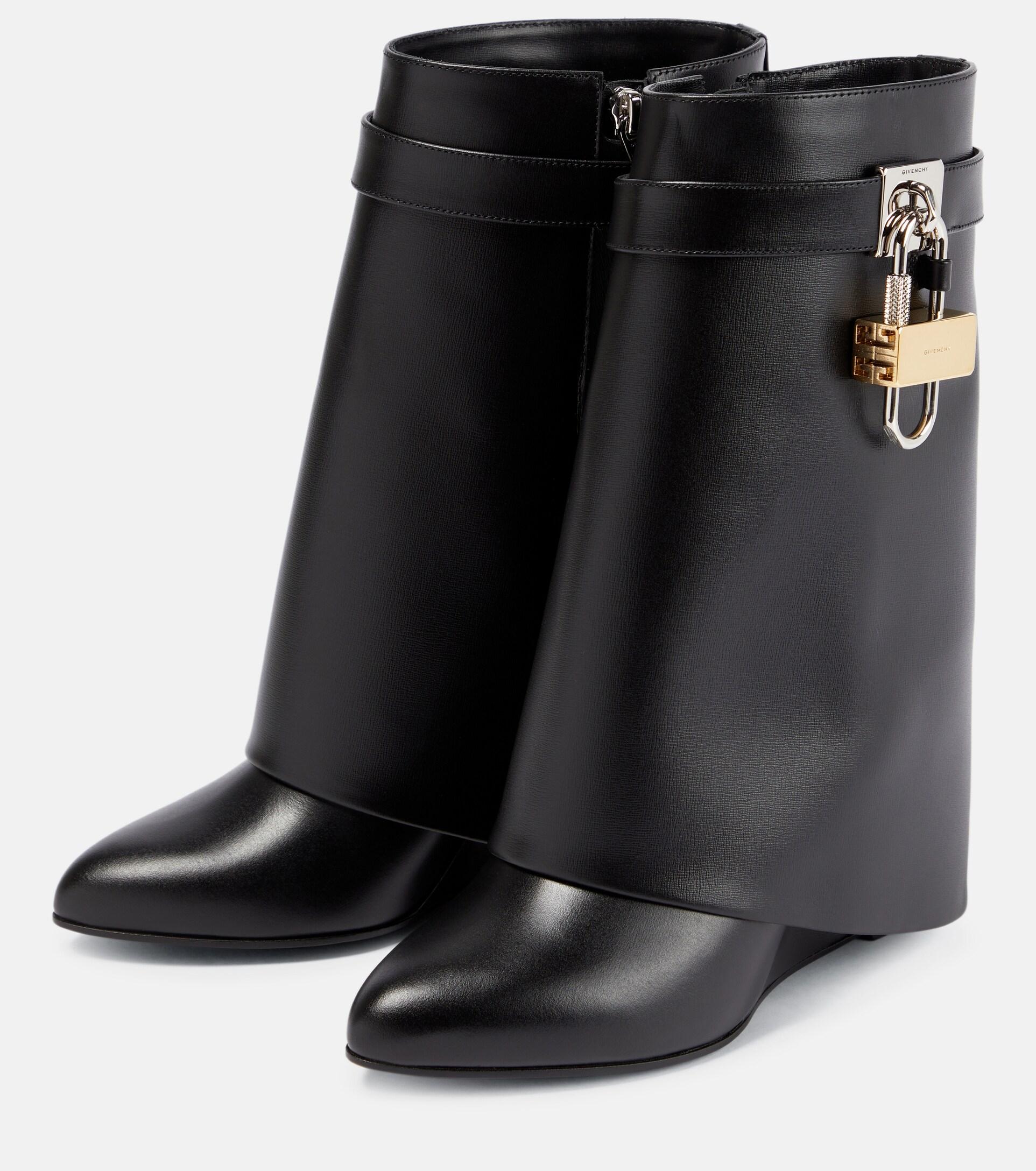 slump Burger sponsor Givenchy Shark Lock Leather Ankle Boots in Black | Lyst