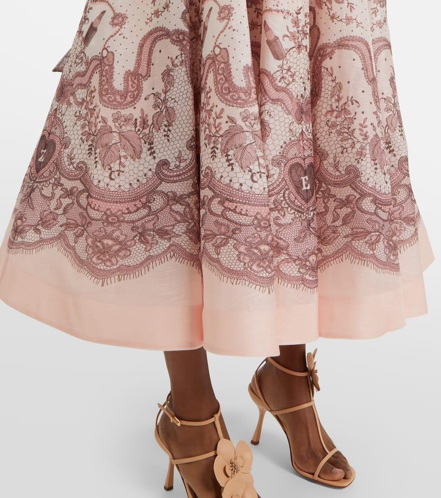Zimmermann Crush Flared Linen And Silk Midi Skirt | Lyst UK