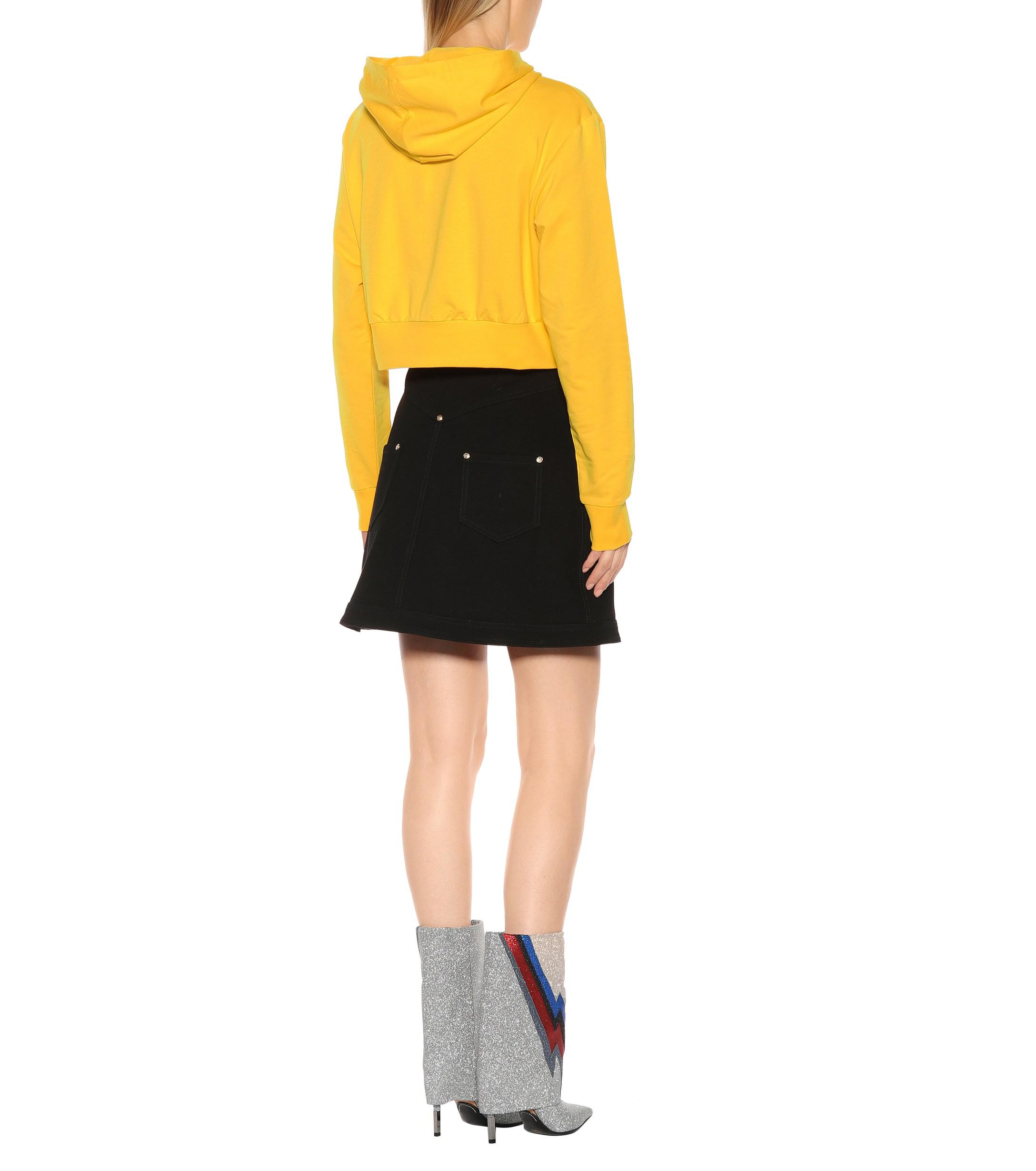 Balmain X Beyonc Cropped Hoodie in Yellow Lyst