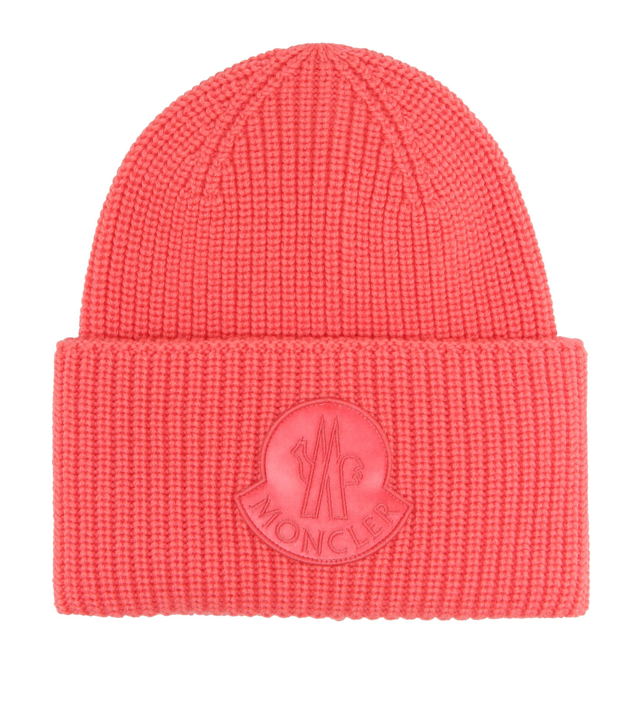Moncler Ribbed Wool Beanie in Pink - Save 21% - Lyst