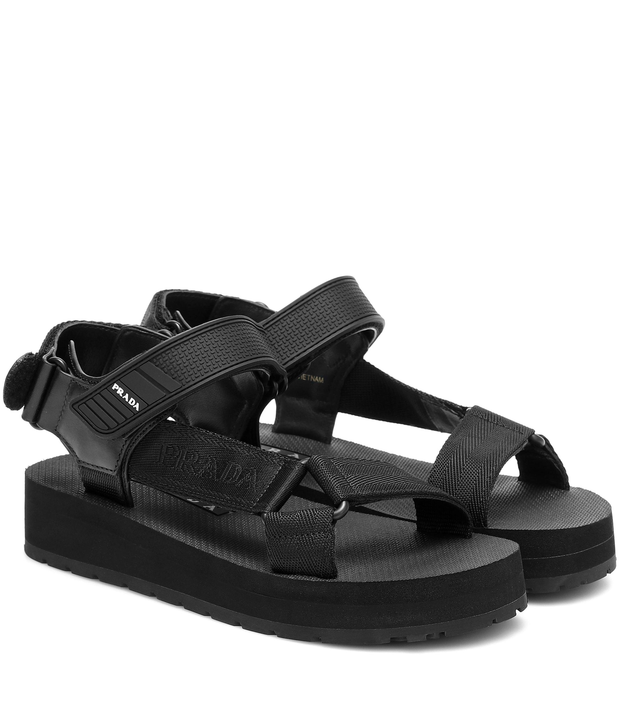 Prada Nomad Sandals in Black - Lyst