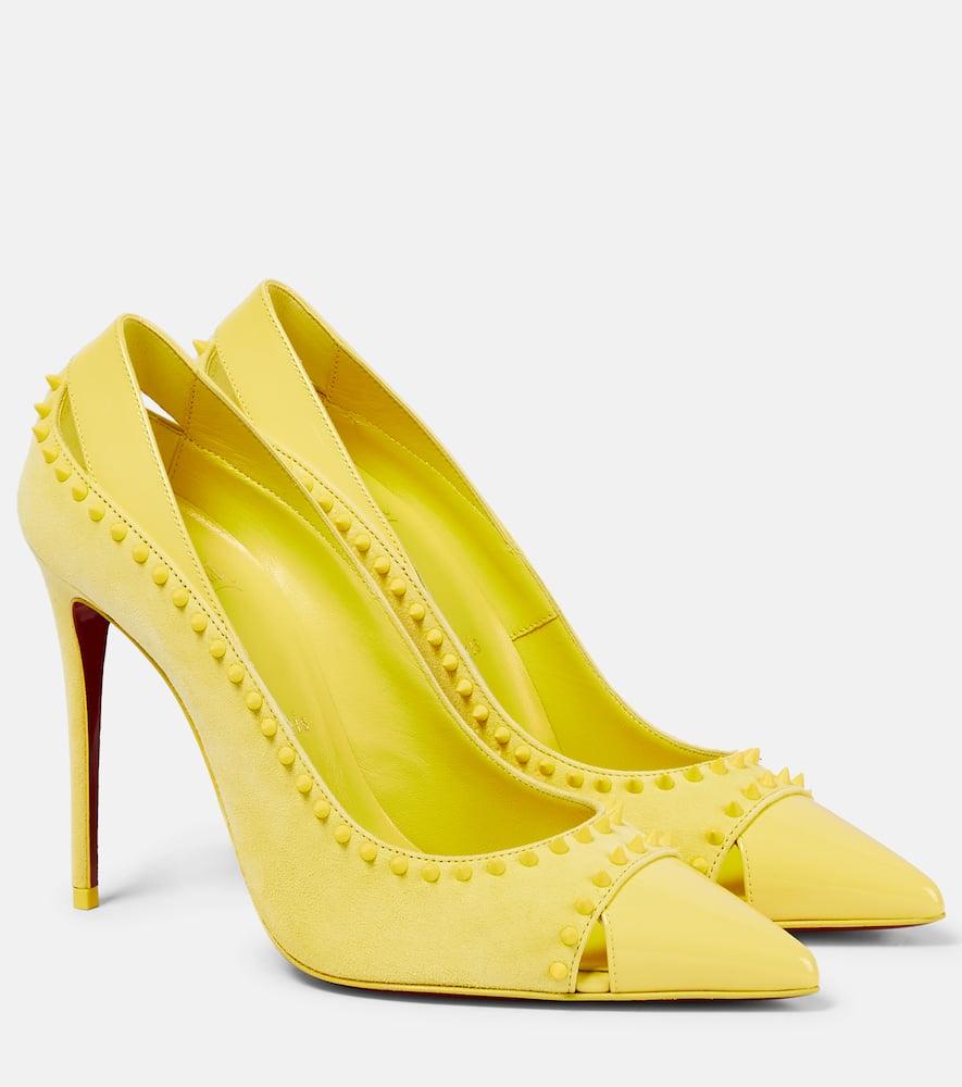 Christian Louboutin Duvette Spikes 100 Suede Pumps in Yellow Lyst