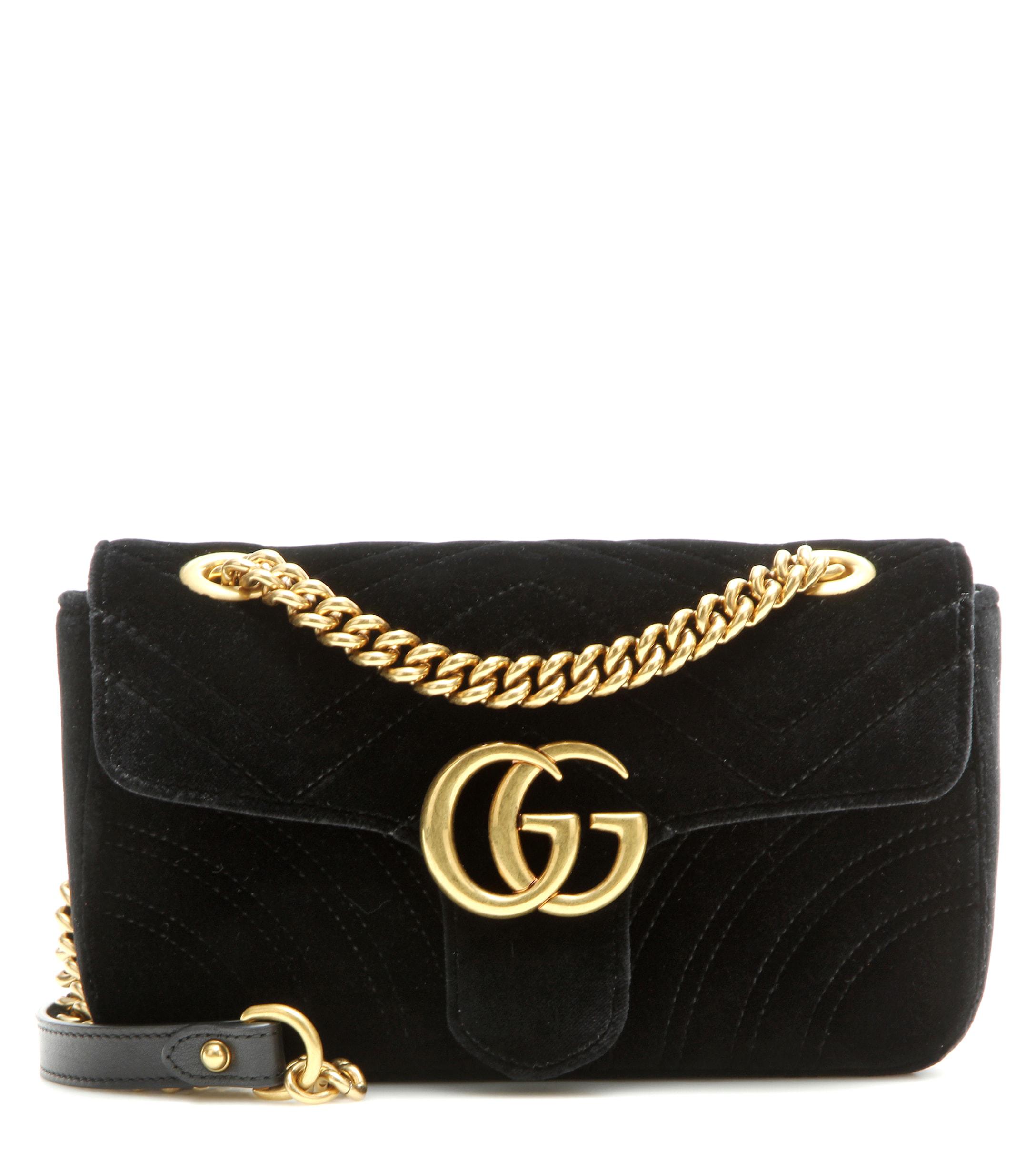 Gucci GG Marmont Mini Velvet Shoulder Bag in Black | Lyst UK