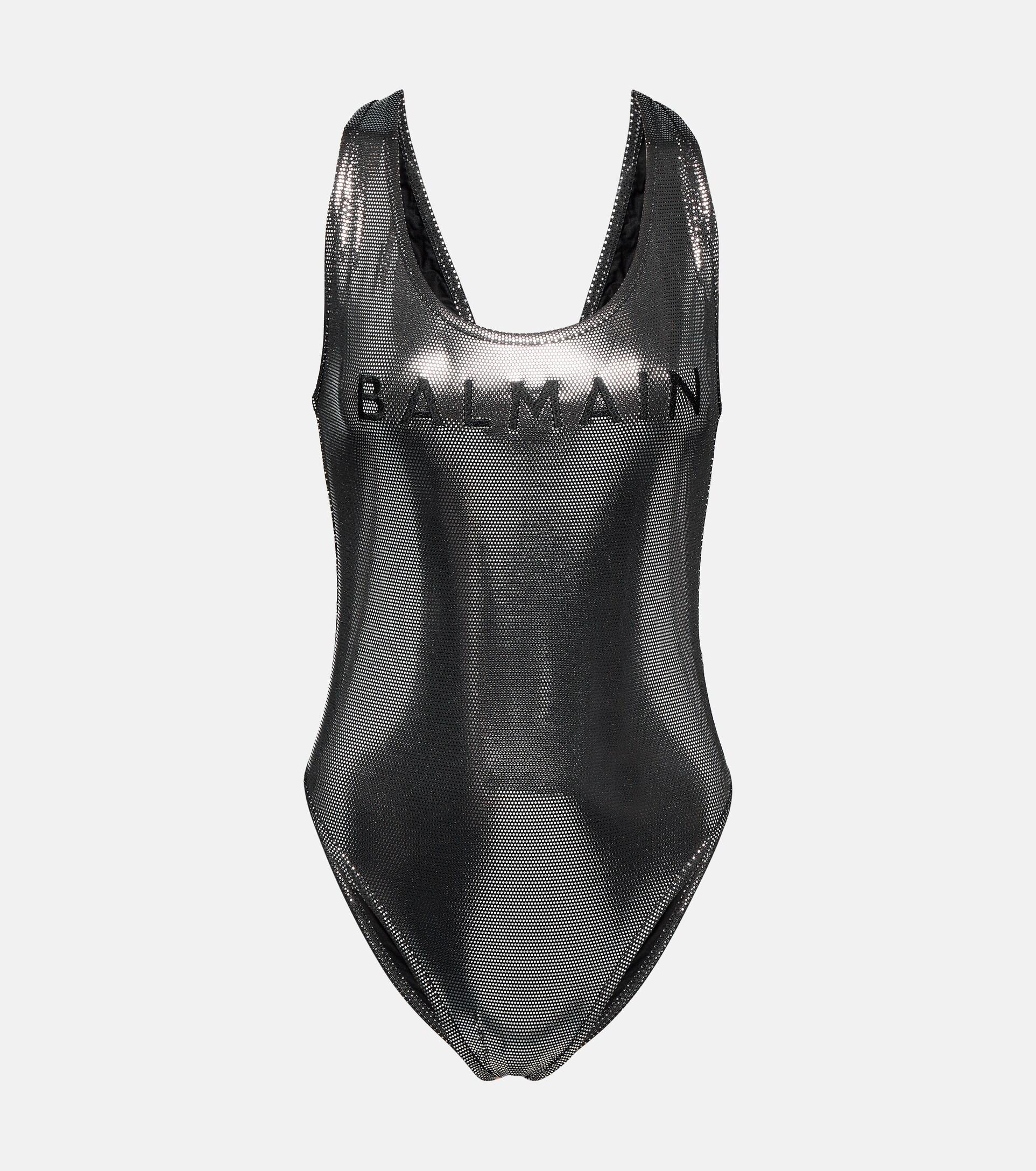 Balmain Metallic Swimsuit in Black Lyst