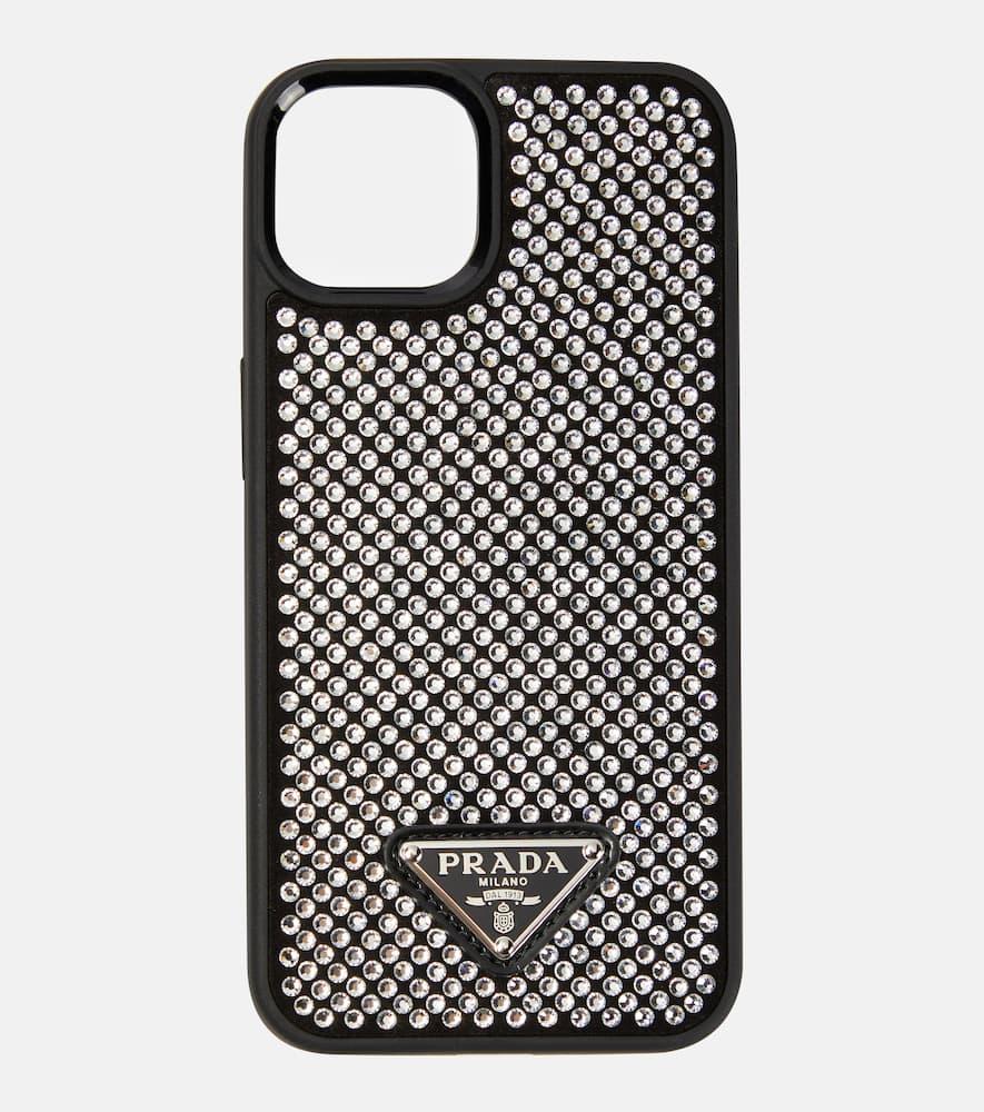 Prada Crystal-Embellished Iphone 13 Case in Black | Lyst UK