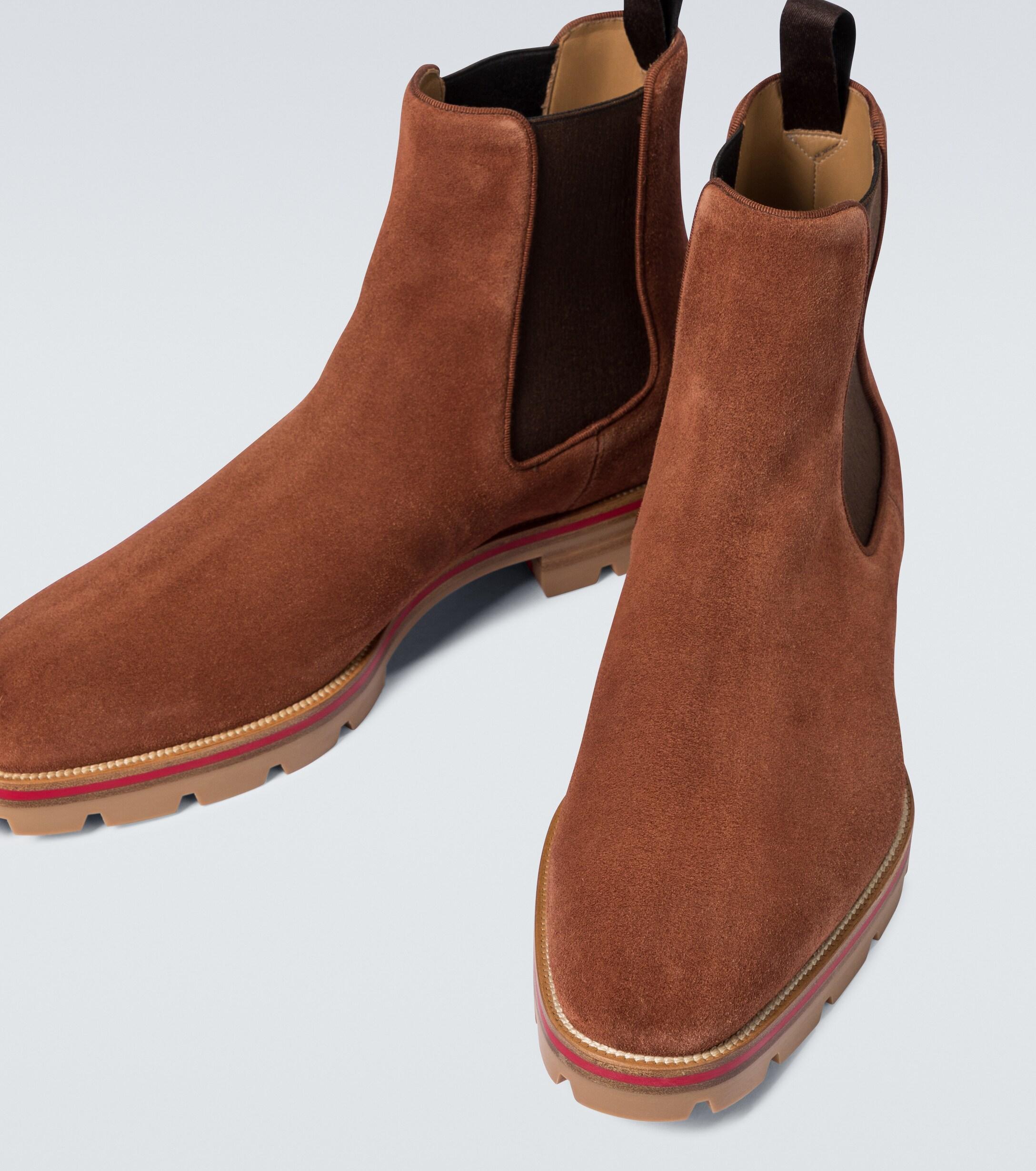 Christian Louboutin Alpinono Suede Chelsea Boots in Brown for Men Lyst UK
