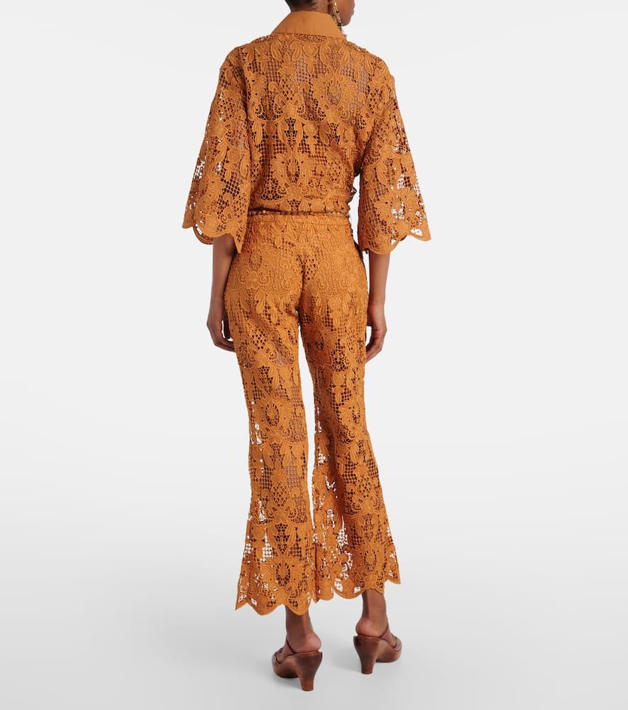 【Zimmermann】Coco scalloped lace flared pants Coco Lace Flare Pant Biscuit Online | Zimmermann