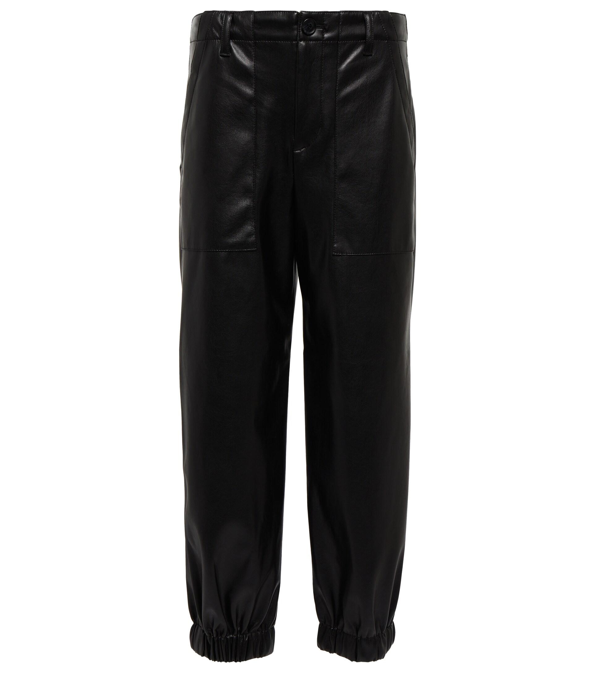 Velvet Mid-rise Tapered Faux Leather Pants in Black | Lyst