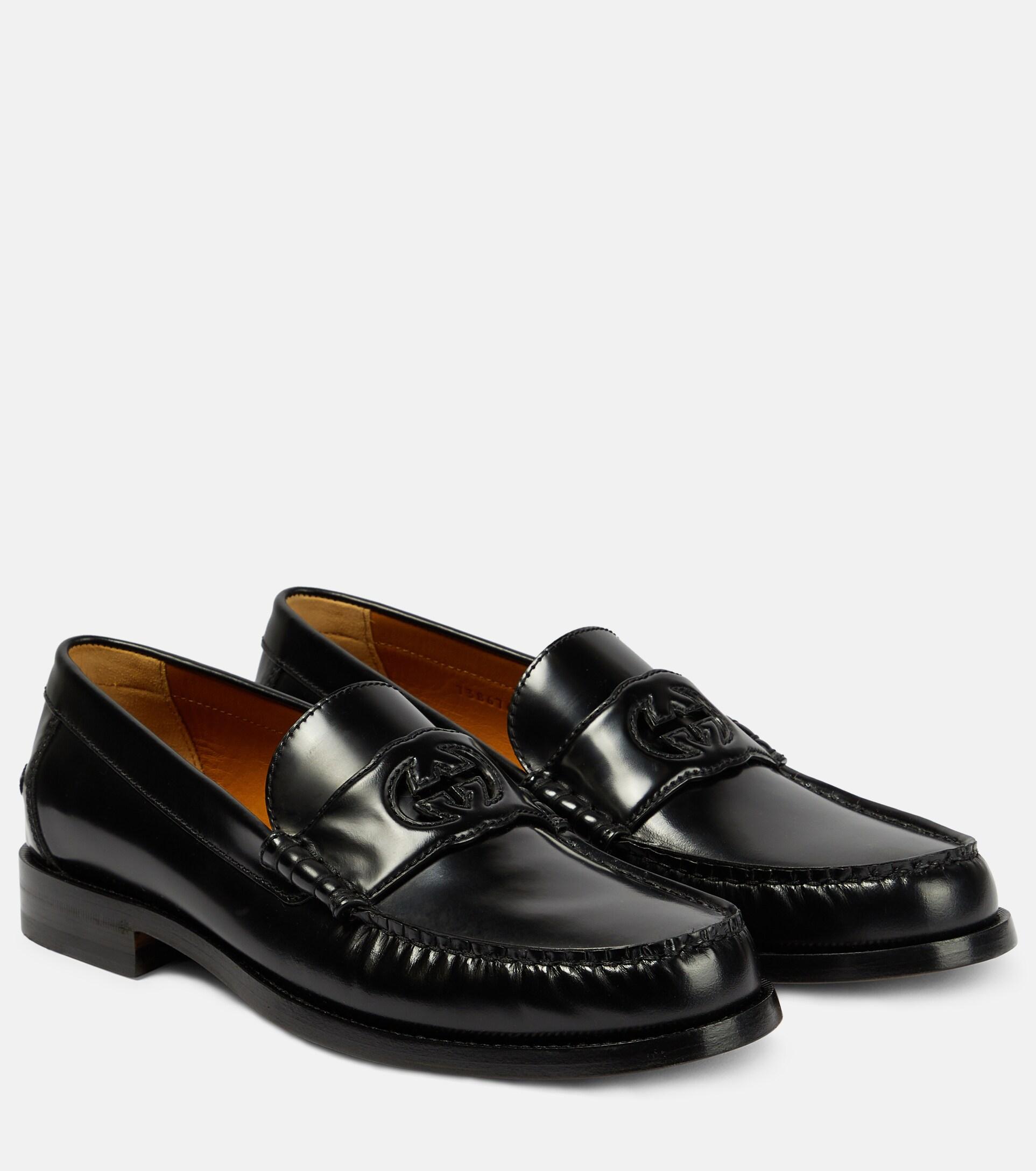 Gucci GG Cutout Leather Loafers in Black | Lyst