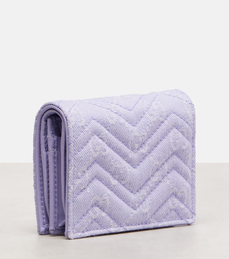 Gucci Gg Marmont Denim Wallet in Purple | Lyst