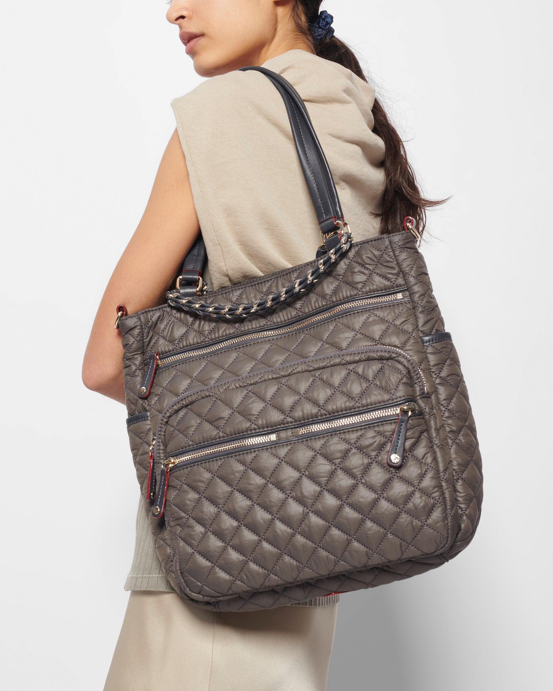 MZ Wallace Magnet Crosby Magazine Tote in Gray