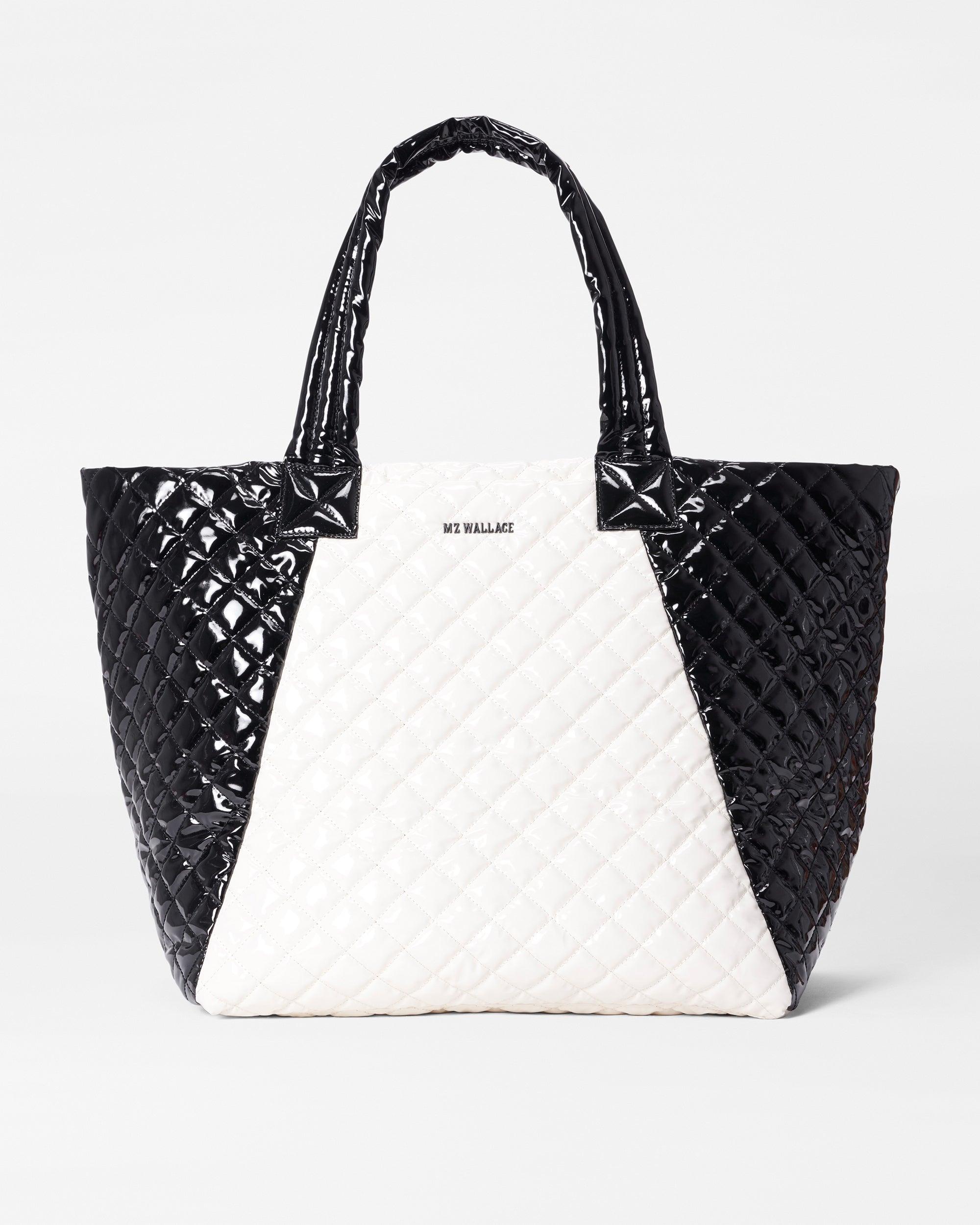 MZ Wallace Black/snow Lacquer Large Metro Tote Deluxe | Lyst