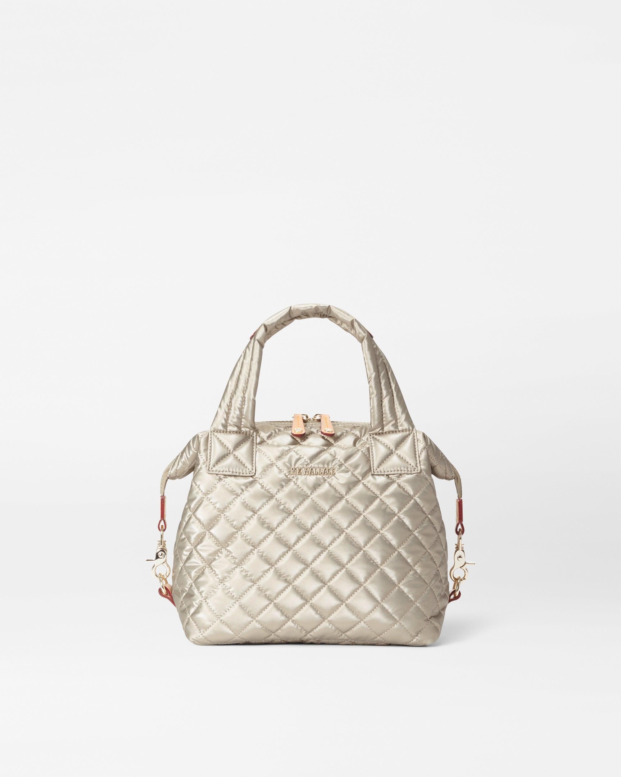 MZ Wallace Quartz Pearl Small Quilted Madison Shopper Tote Bag