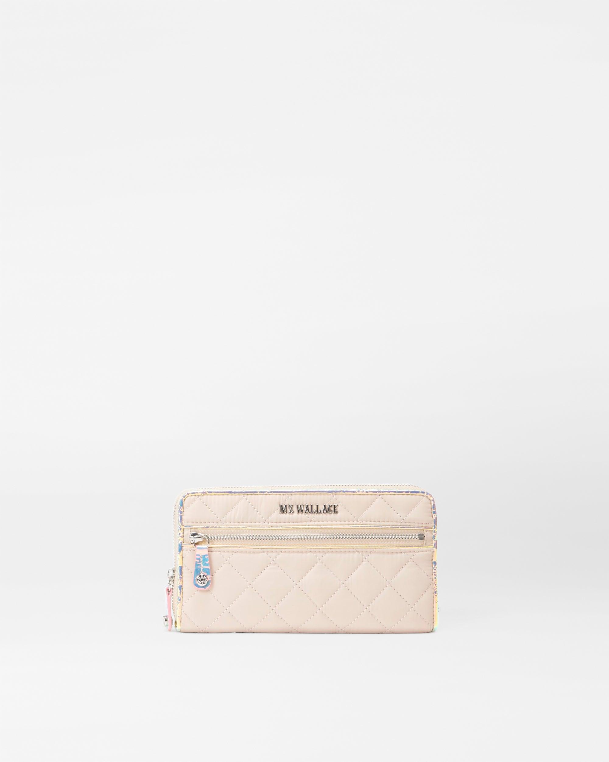 MZ Wallace Mushroom/pink Opal Leather Crosby Long Wallet in