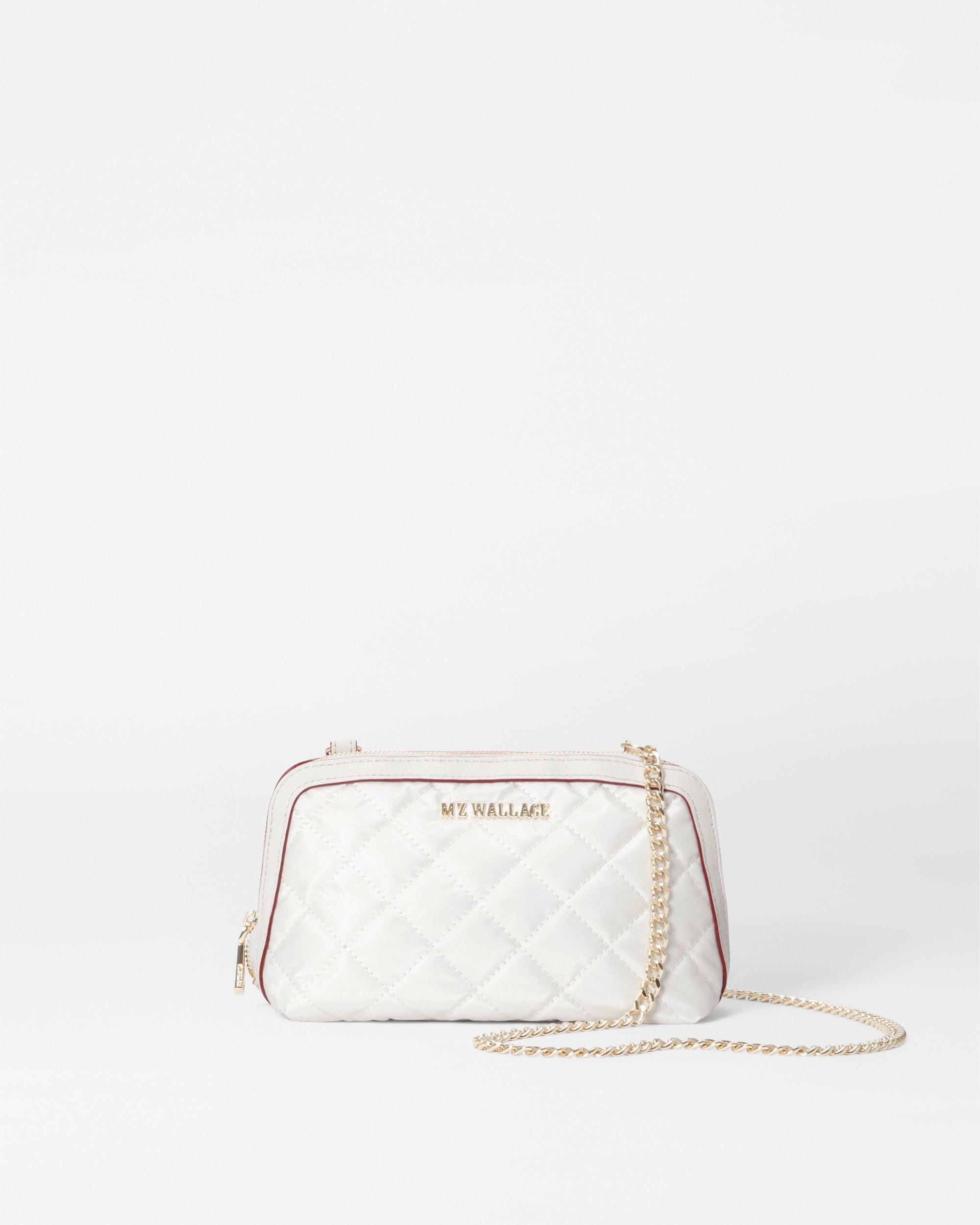 MZ Wallace Pearl Metallic Small Emily Crossbody in Natural | Lyst