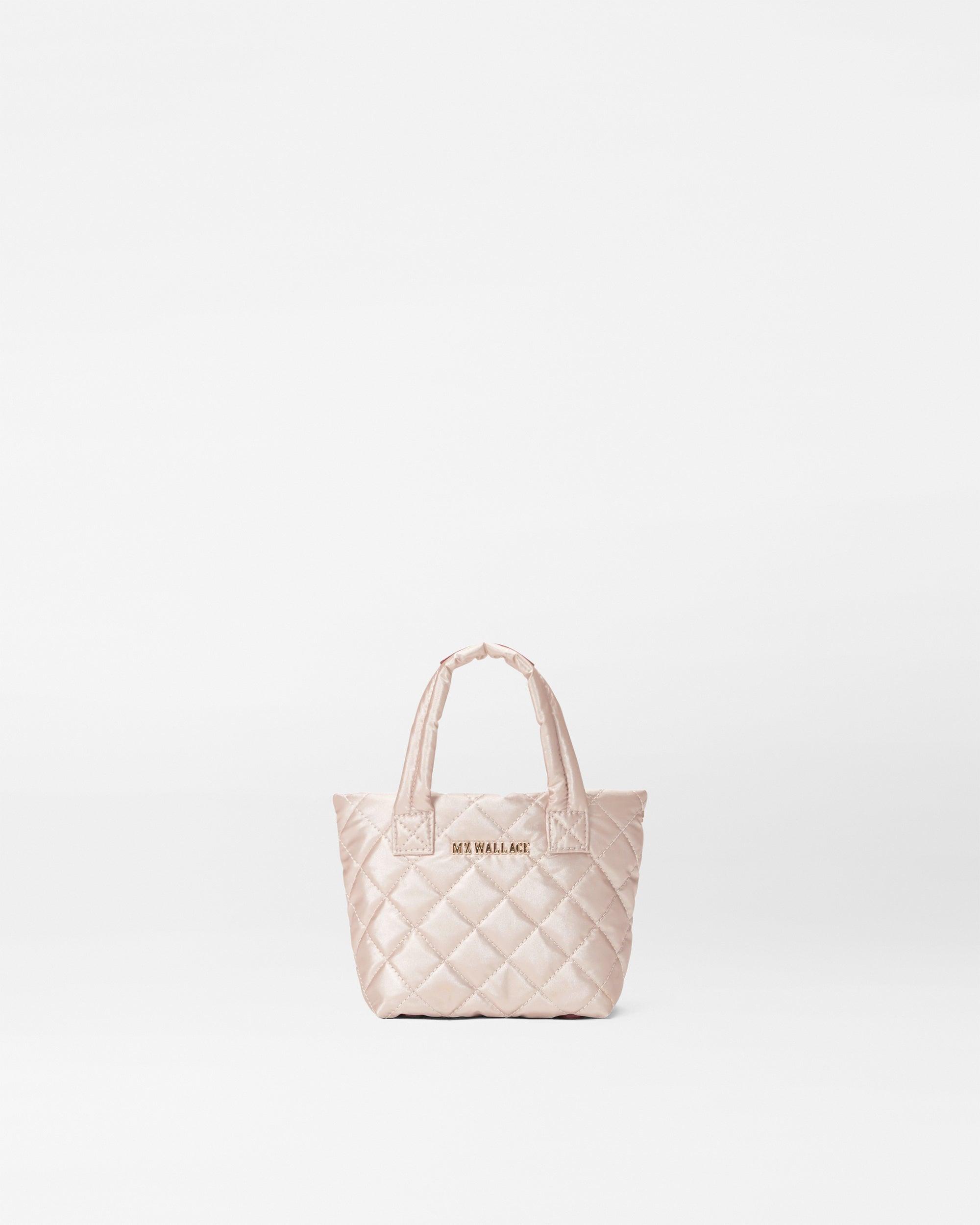 MZ Wallace Pale Rose Gold Metallic Petite Metro Tote Deluxe in