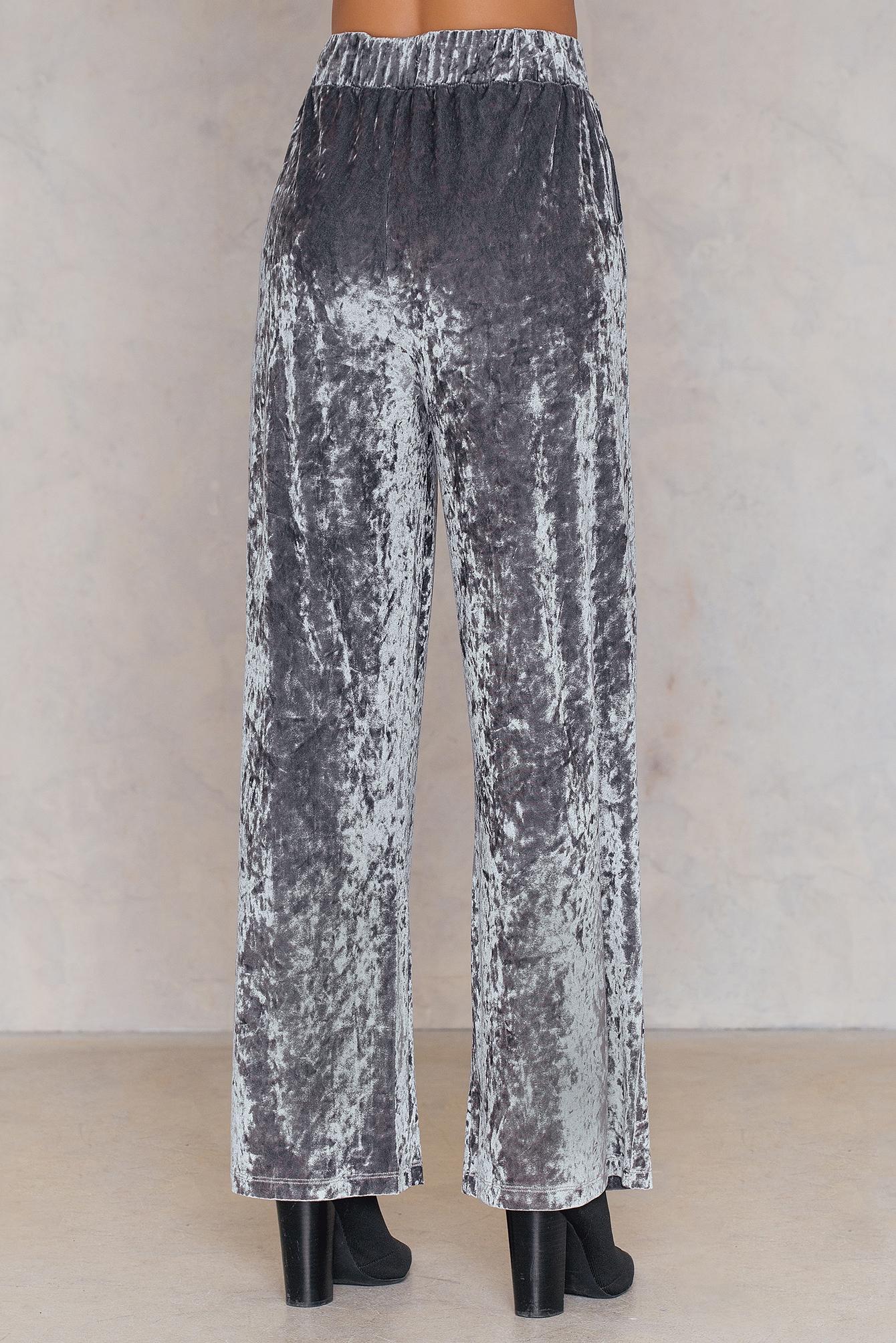 silver velvet pants