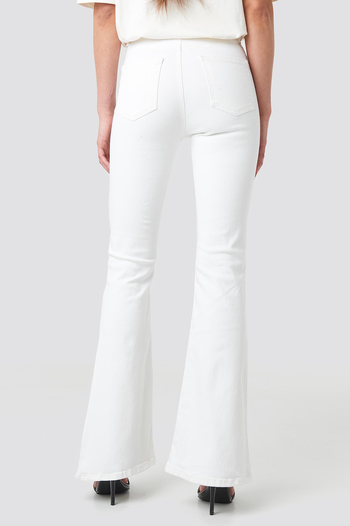 high waisted flare jeans white