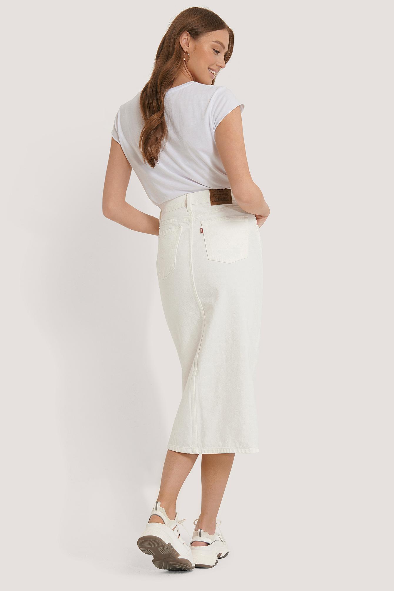 Levi's White Button Front Midi Skirt | Lyst